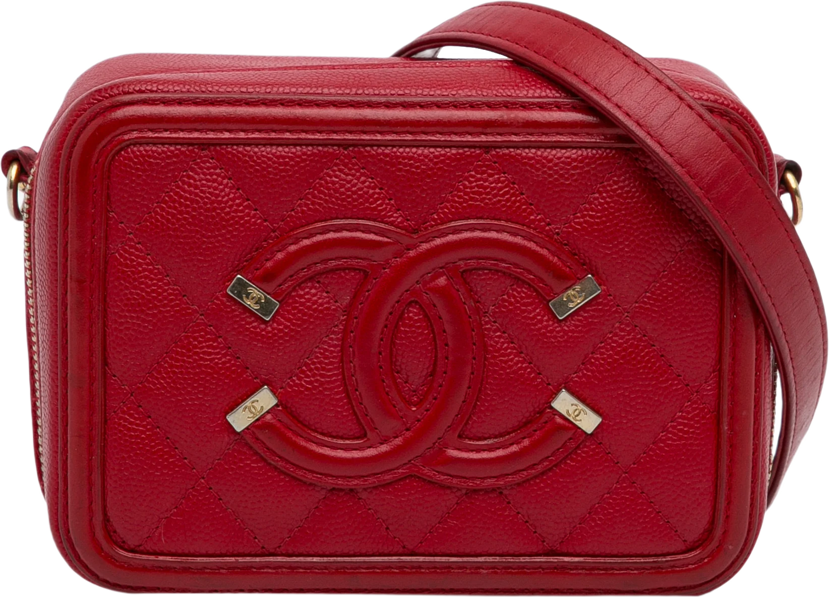 Chanel Mini Cc Filigree Caviar Vanity Crossbody