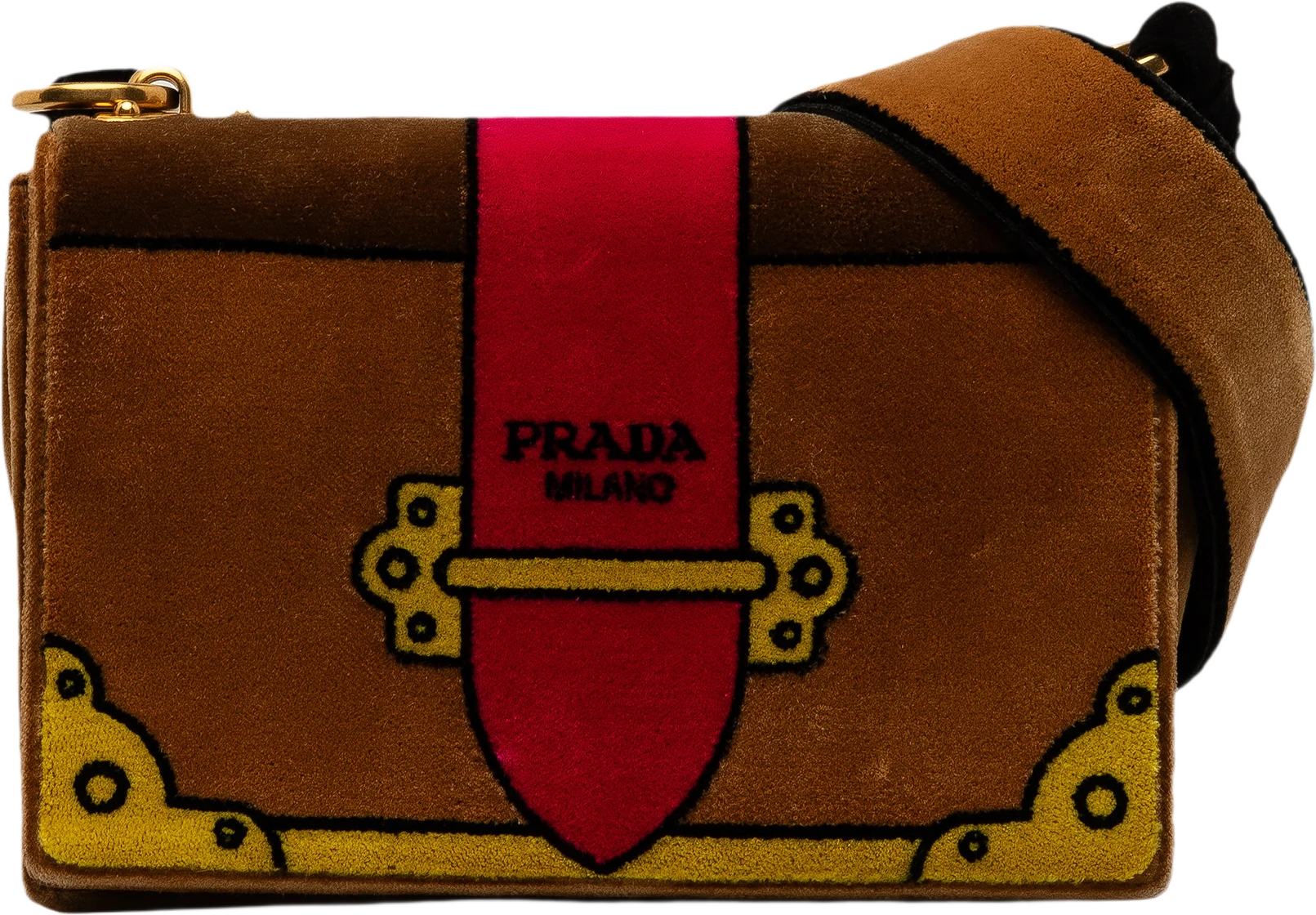 Prada Velluto Ricamo Trompe L'oeil Cahier Crossbody