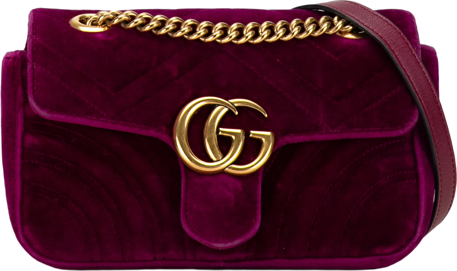 Gucci Mini Gg Marmont Matelasse Velvet Chain Crossbody