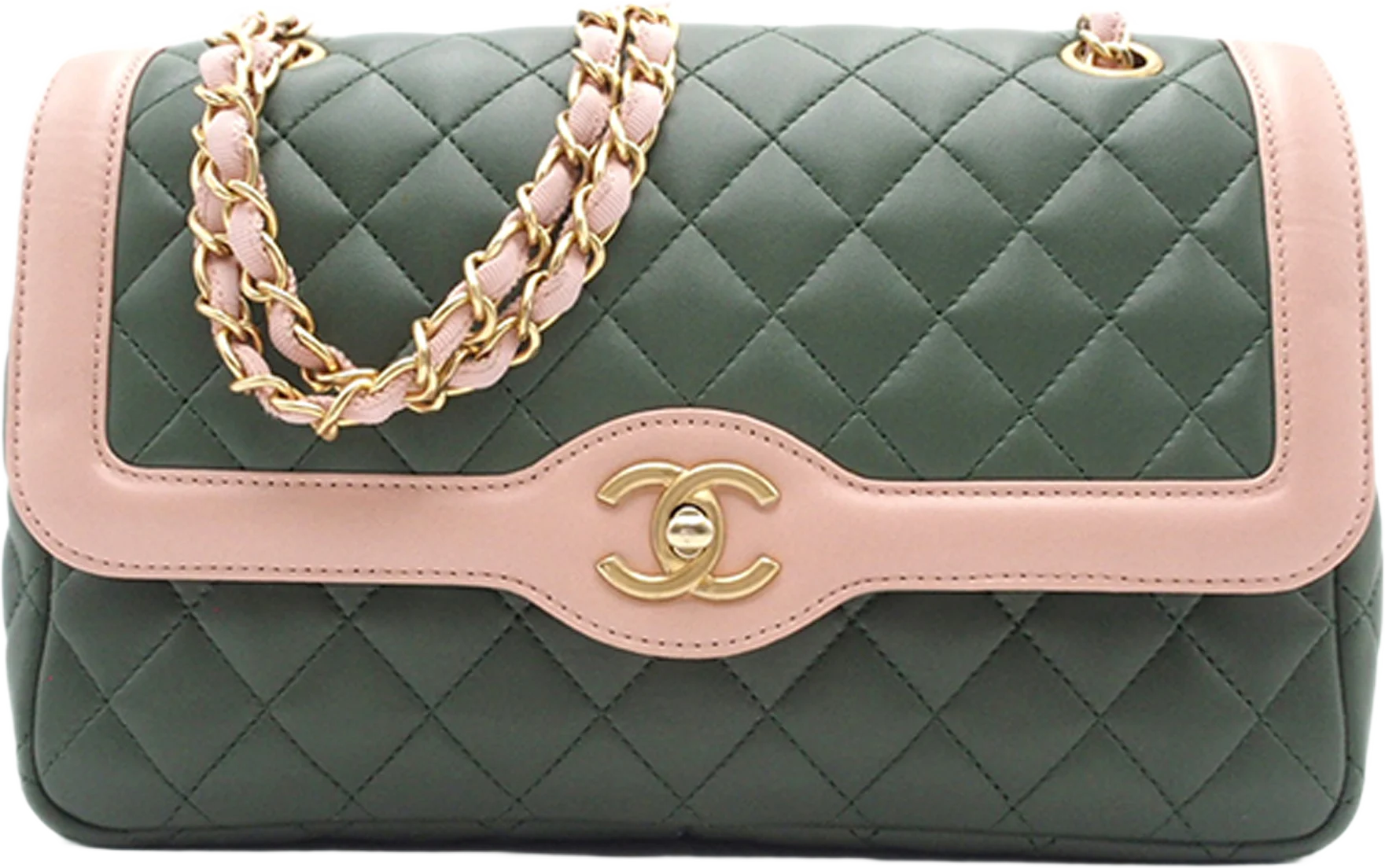 Chanel Cc Quilted Lambskin Two-tone Flap