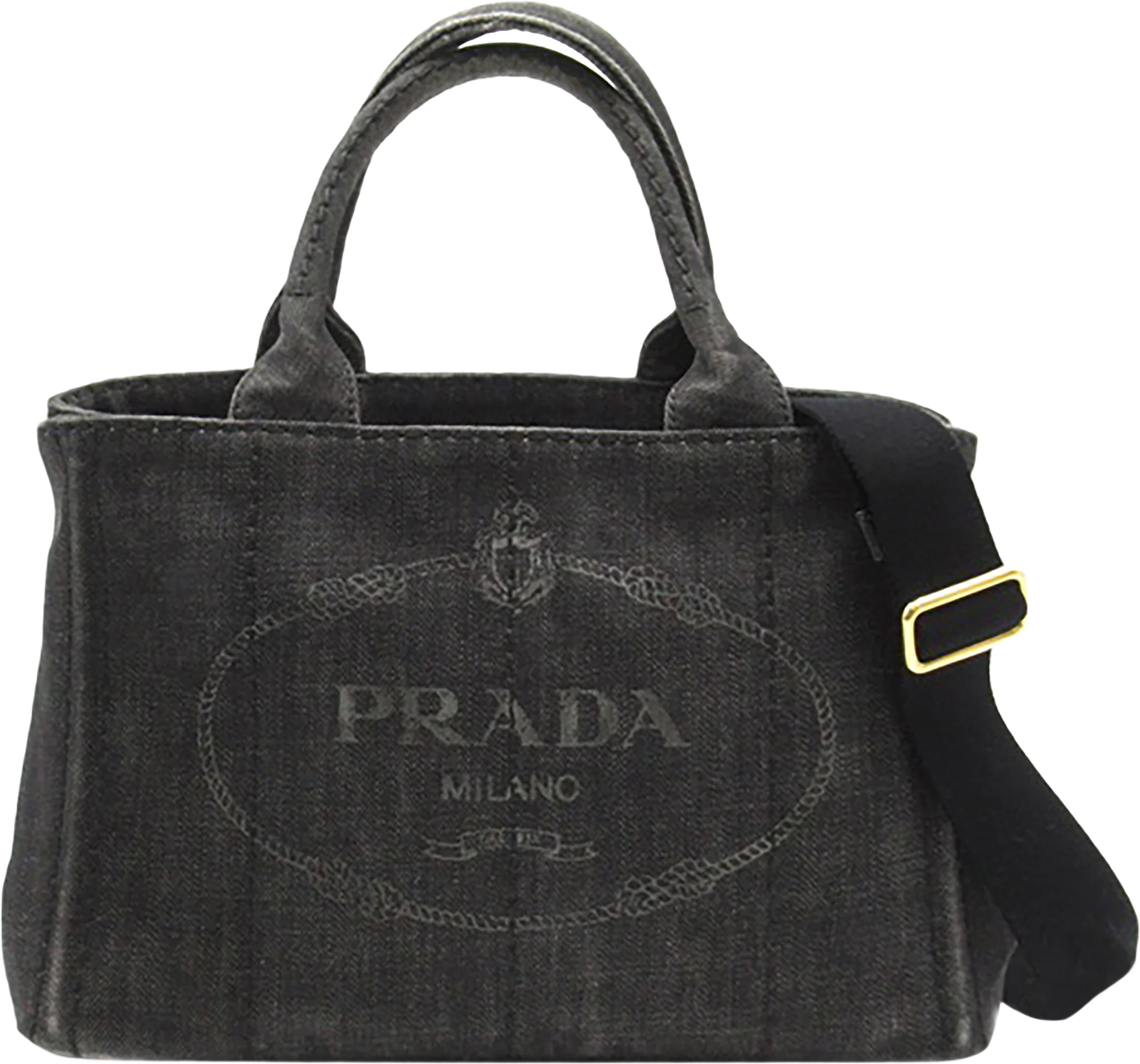 Prada Canapa Logo Denim Satchel