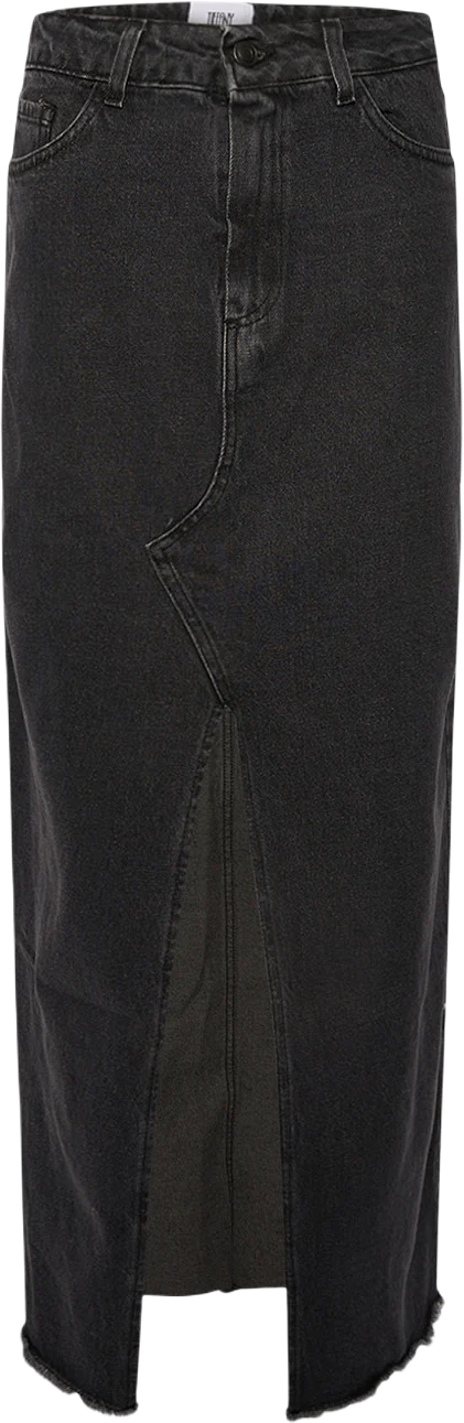 Chris, Long Denimskirt - Vintage Black