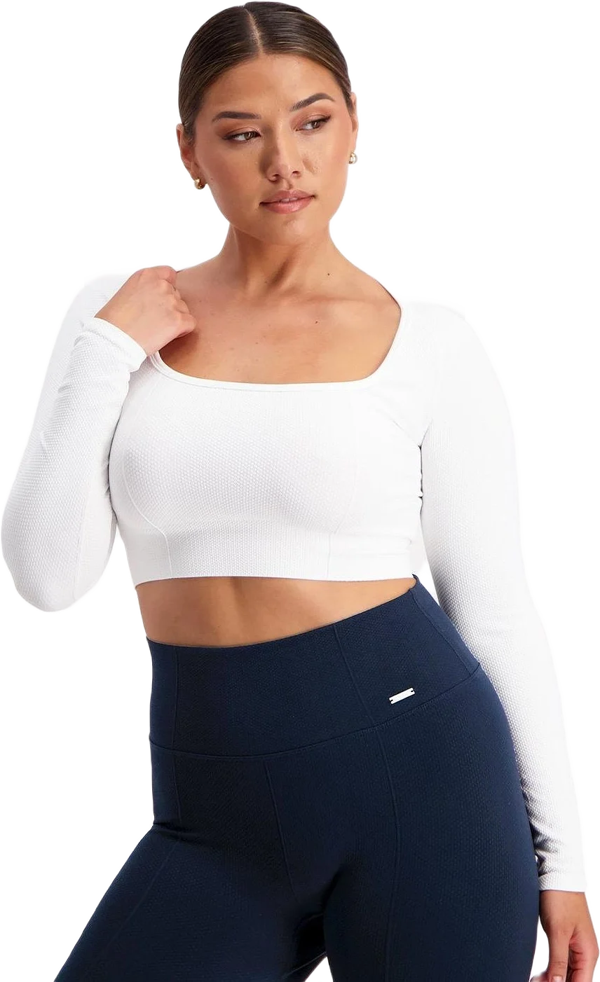 White Luxe Seamless Cropped Long Sleeve