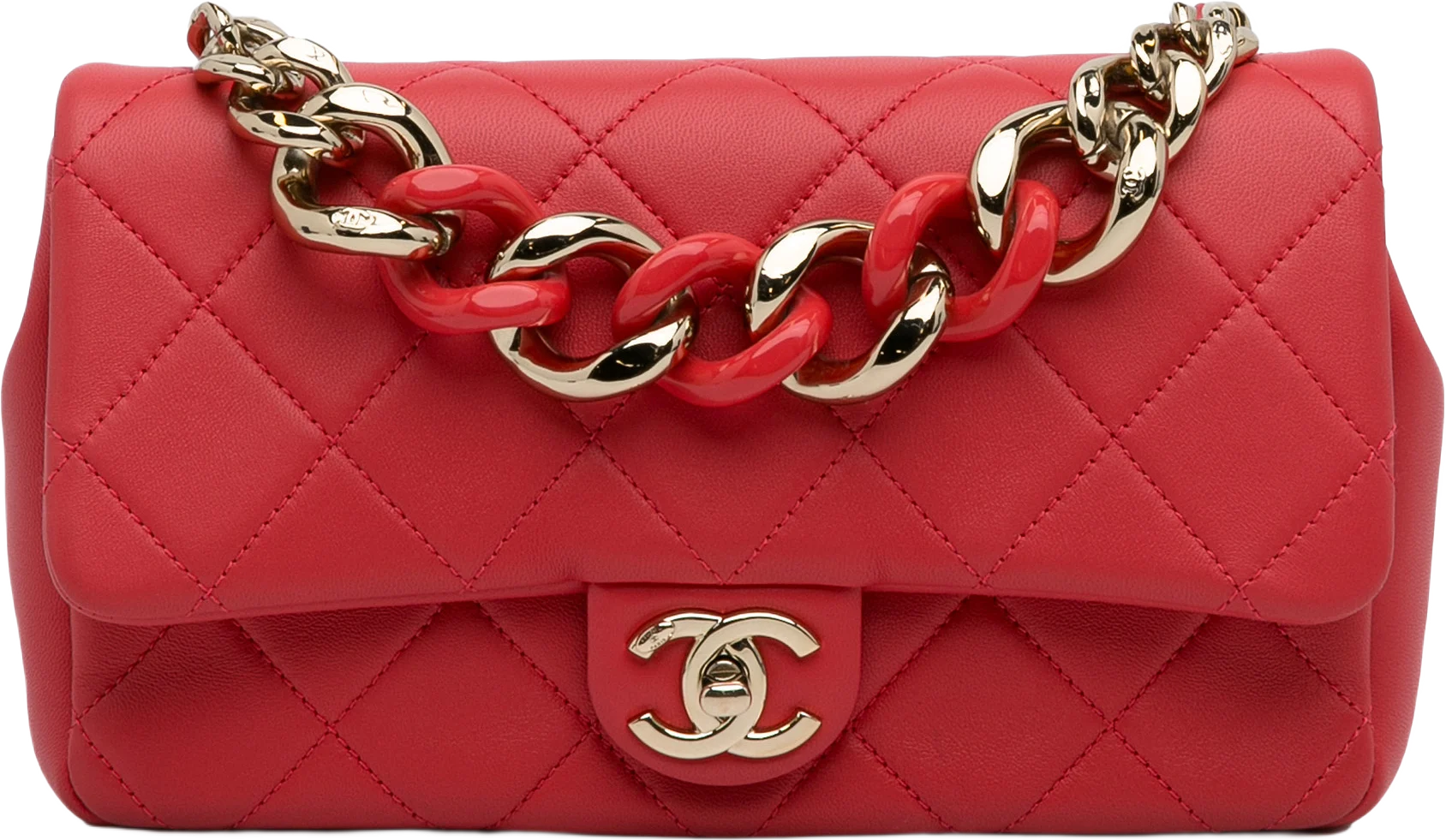 Chanel Quilted Lambskin Bicolor Resin Chain Flap