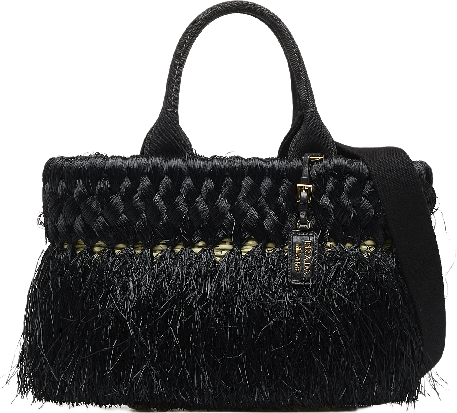 Prada Fringed Raffia Satchel