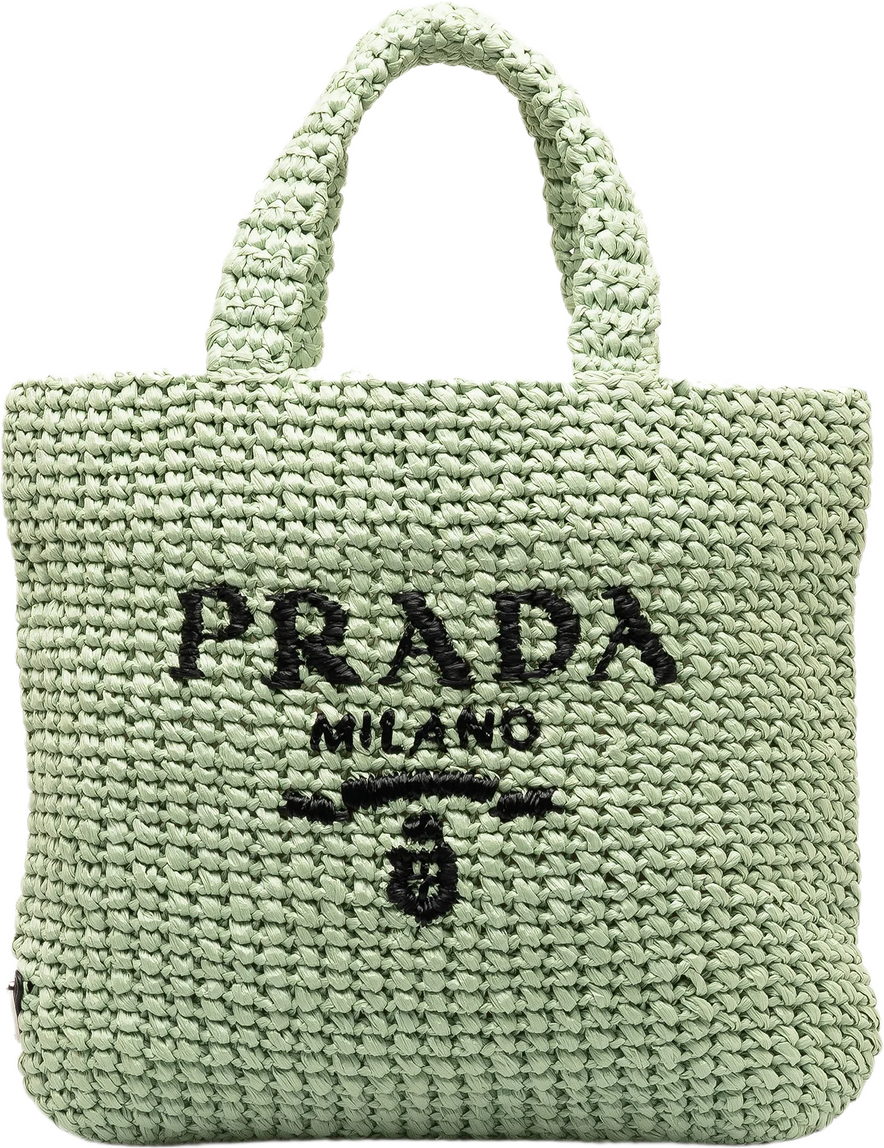 Prada Small Raffia Logo Tote Bag