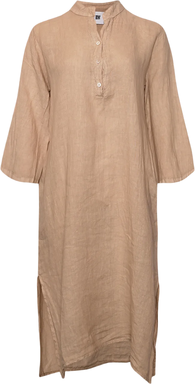 18970p,  Long Shirt Dress With Pocket, Linen - Soft Grey