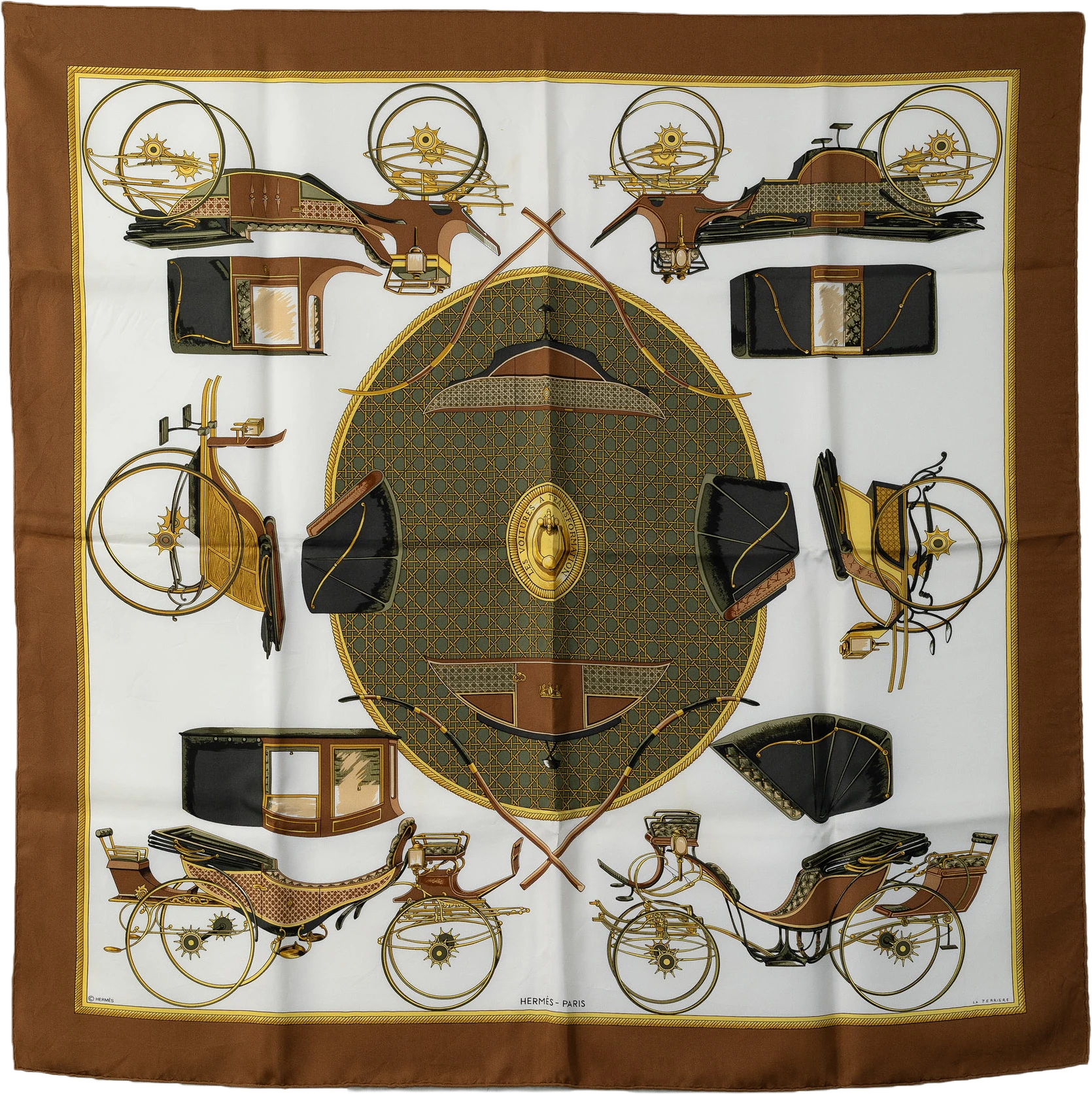 Hermes Les Voitures A Transformation Silk Scarf