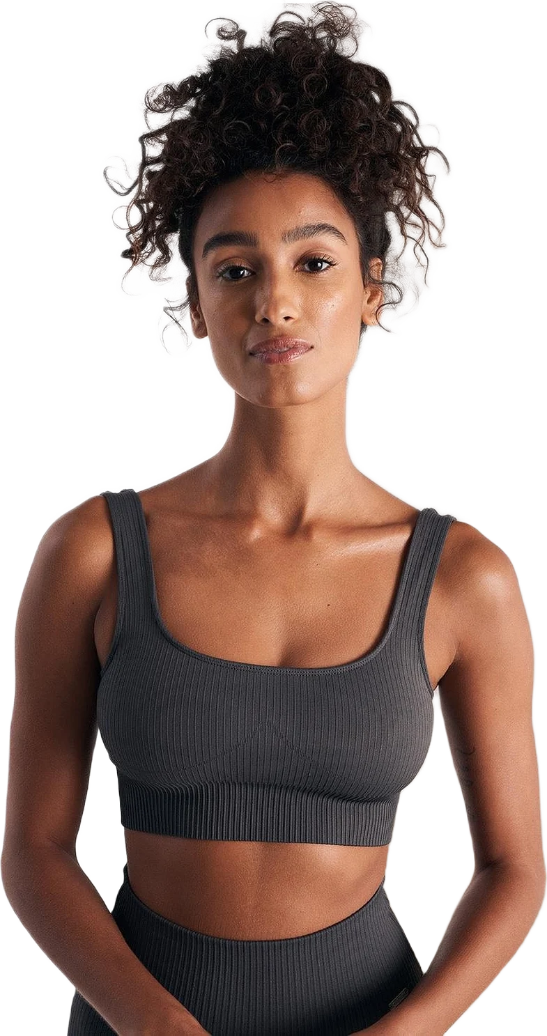 Shadow Grey Ribbed Seamless Bra