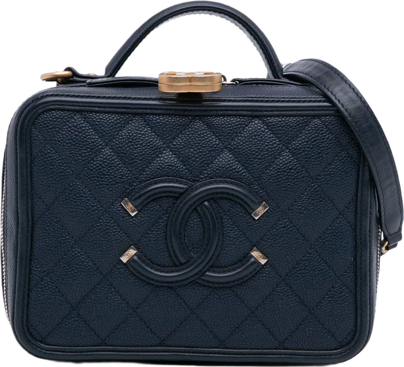 Chanel Small Caviar Filigree Vanity Case