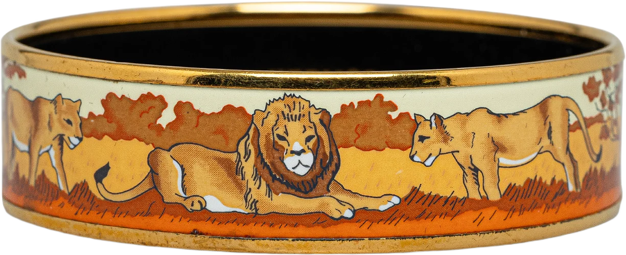Hermes Lions Wide Enamel Bangle