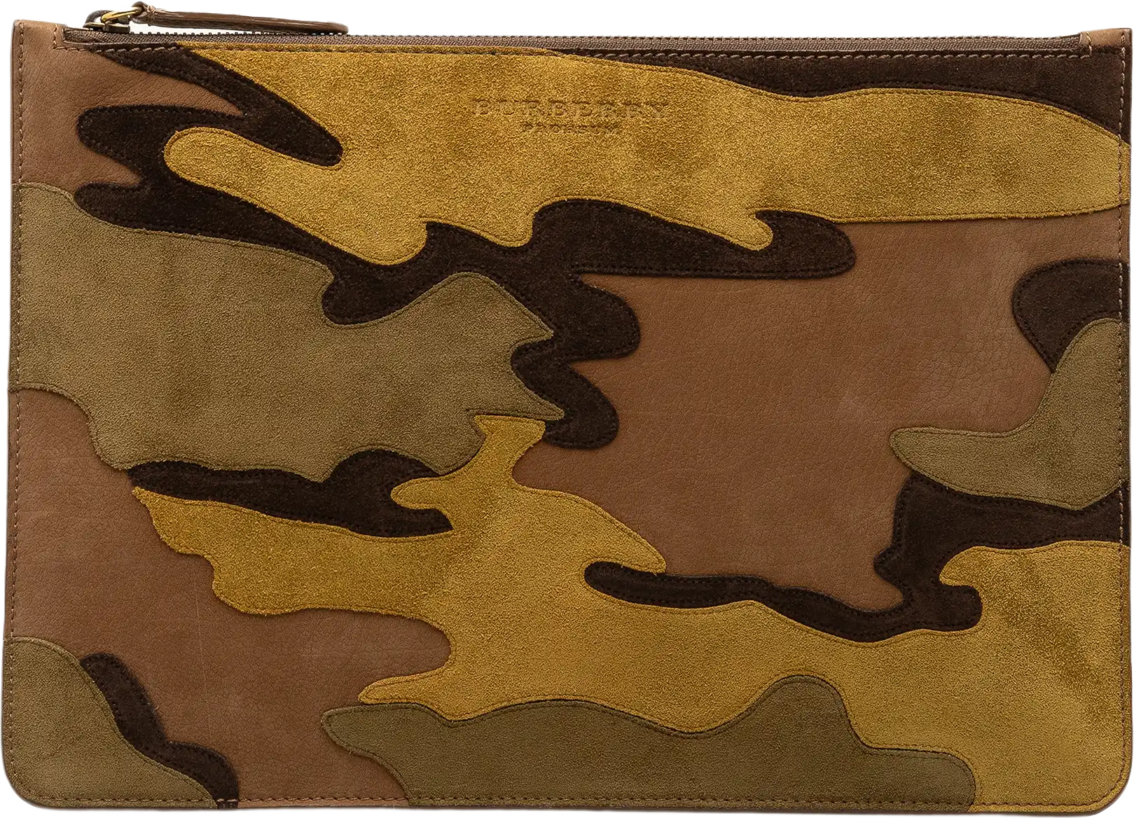 Burberry Suede Camouflage Patchwork Clutch