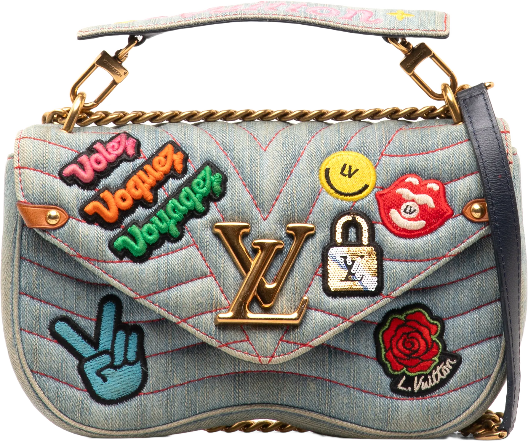 Louis Vuitton Limited Edition Denim Patches New Wave Chain Mm