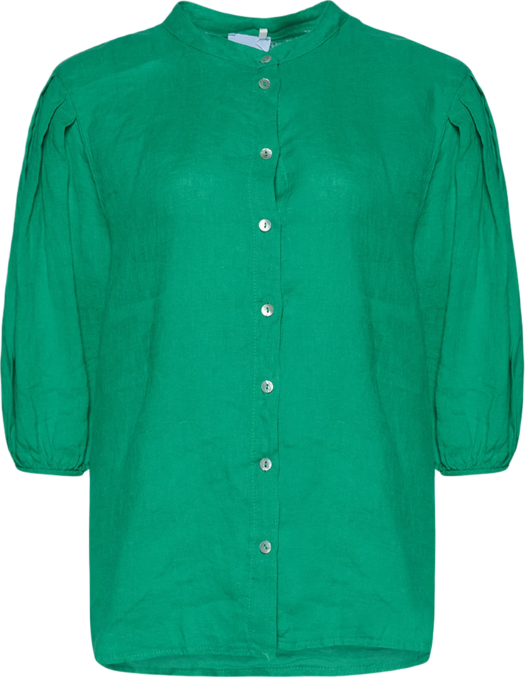 Clara Button Blouse, Linen - Apple Green