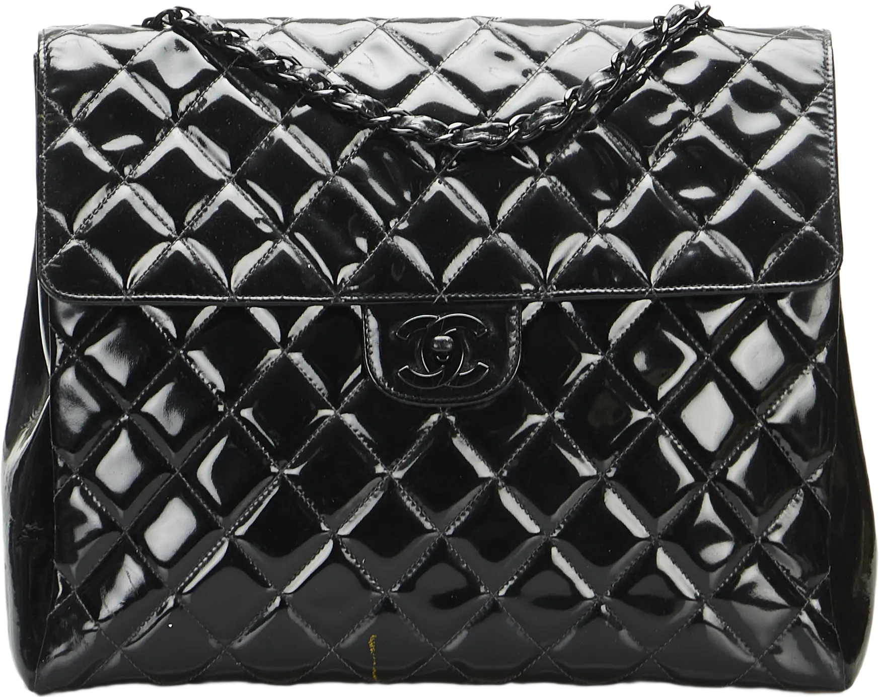 Chanel So Black Matelasse Patent Leather Single Flap Bag