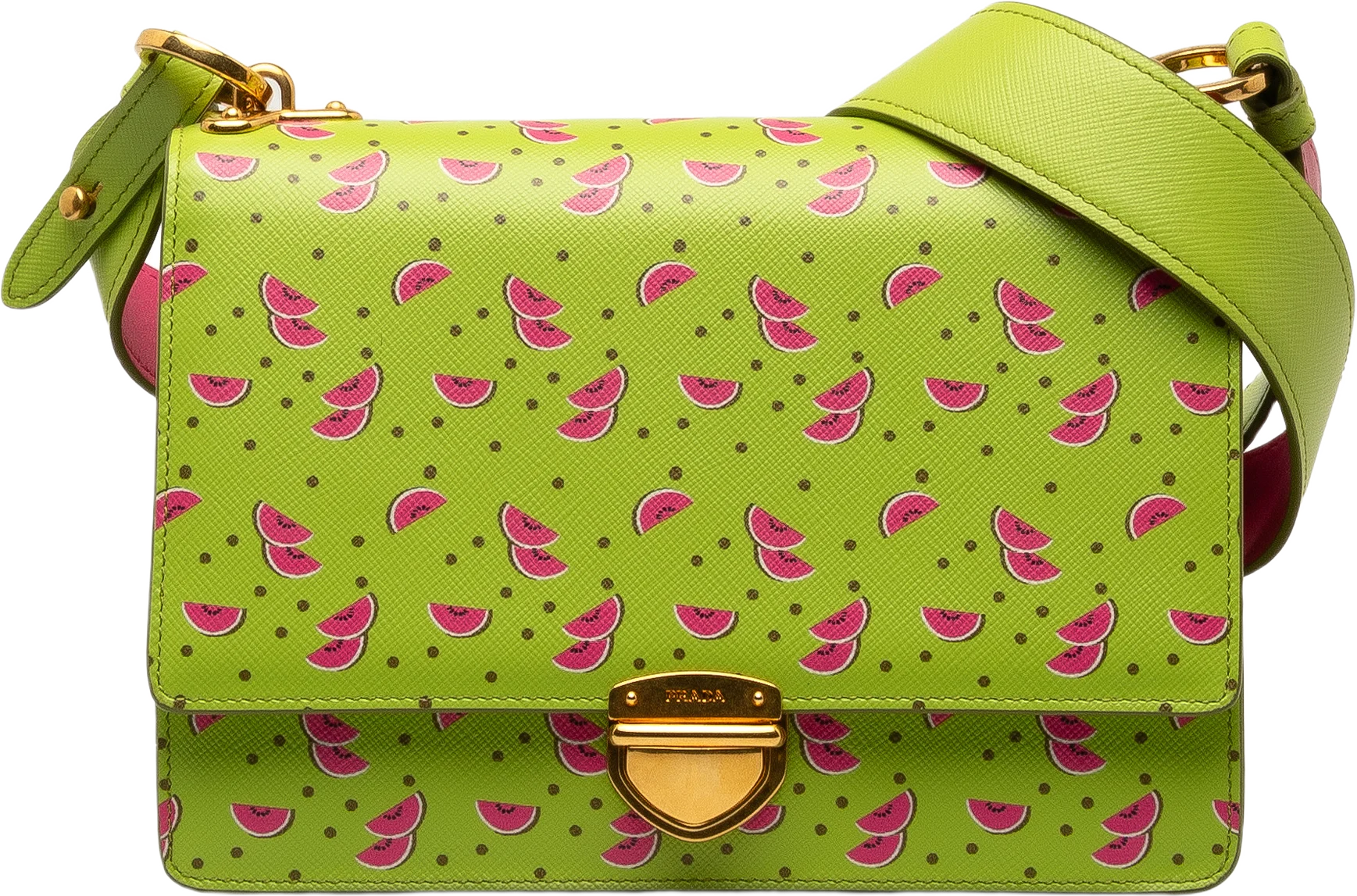 Prada Saffiano Watermelon Flap Crossbody Bag