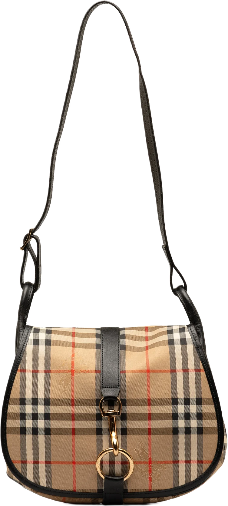 Burberry Haymarket Check Halfmoon Flap Crossbody