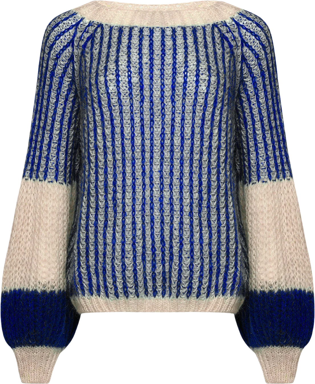 Liana Knit Sweater - Cream/cobalt Blue