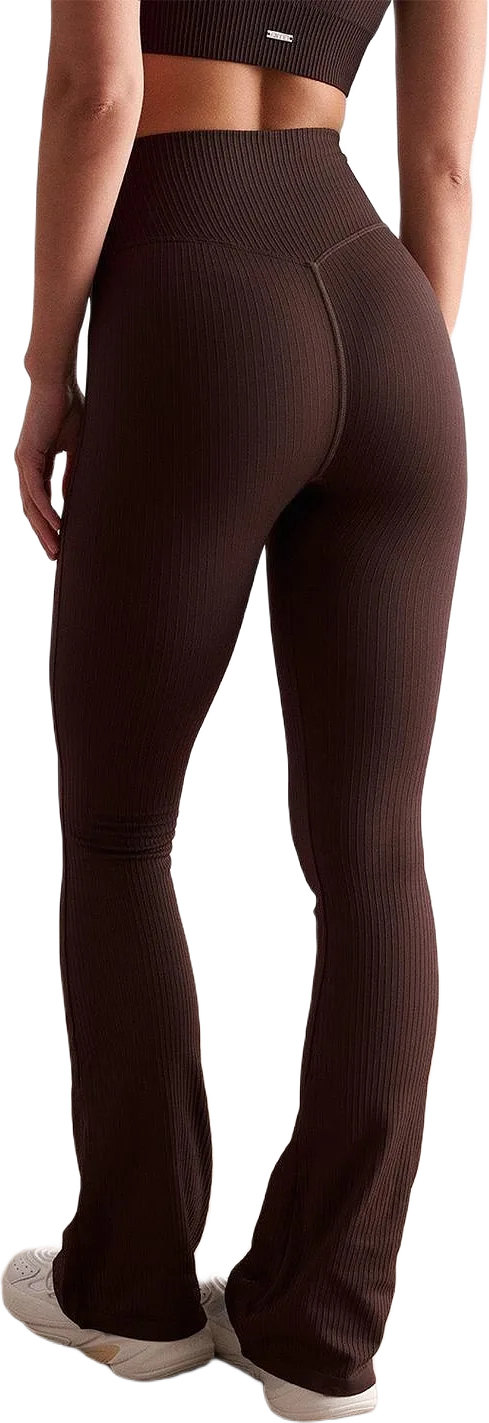 Cacao Ribbed Seamless Flare Tights