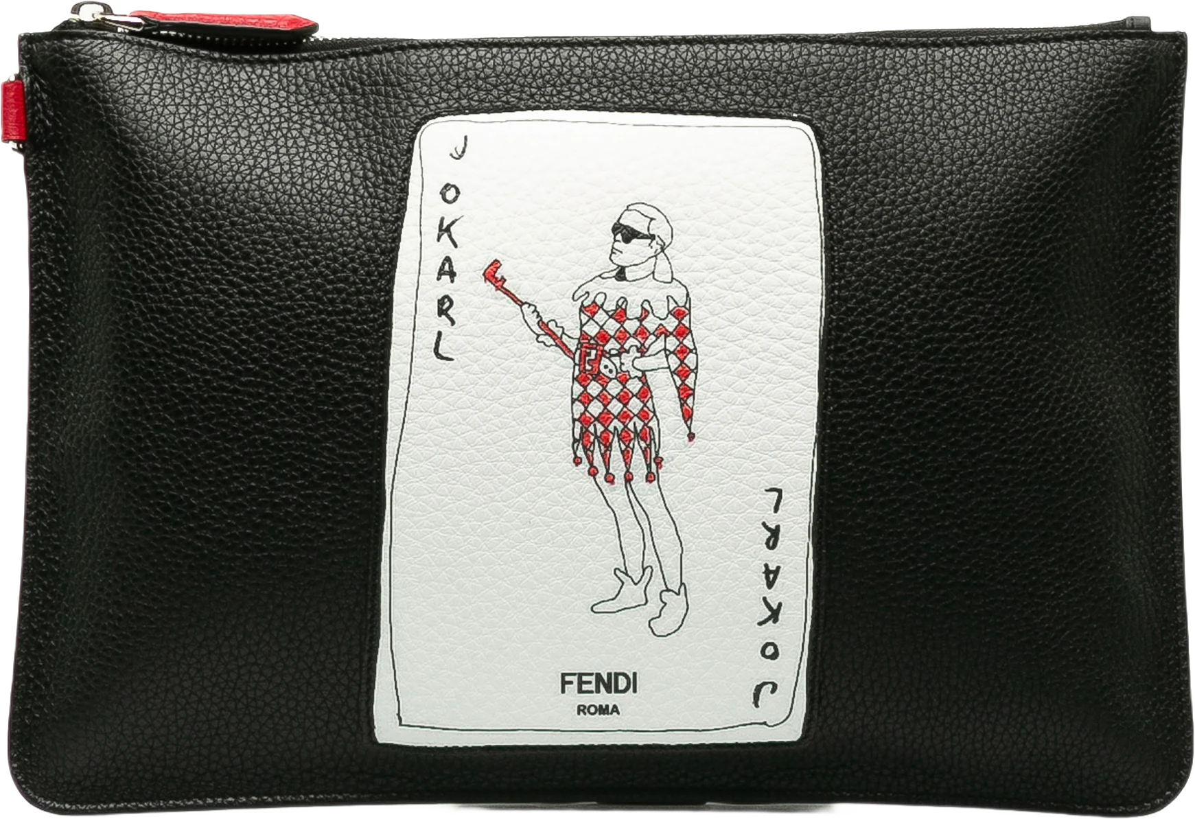 Fendi Jokarl Logo Leather Pouch