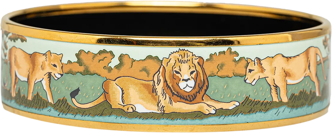 Hermes Pride Of Lions Wide Enamel Bracelet 65