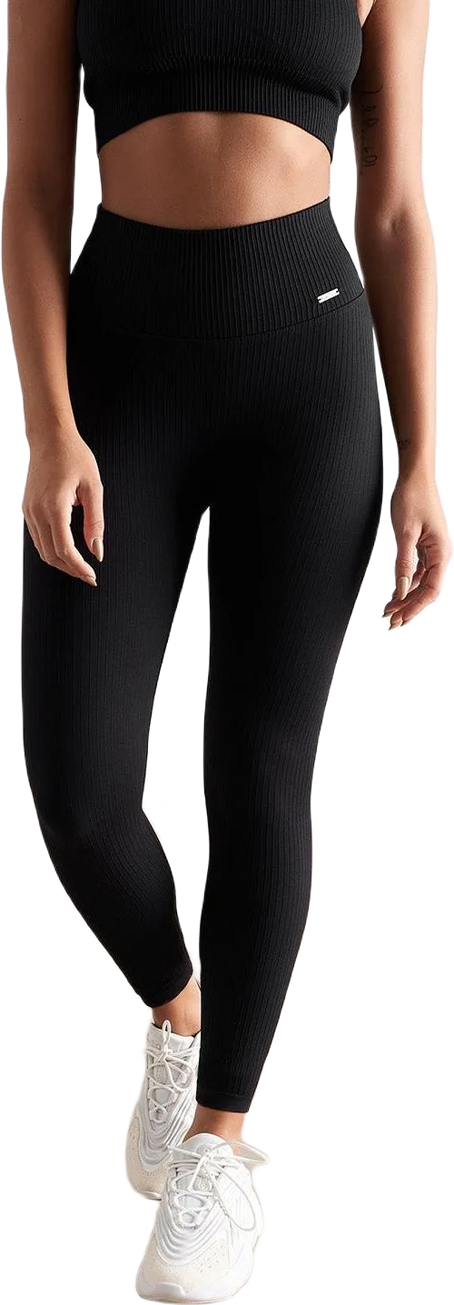 Black Ribbed Seamless Tights