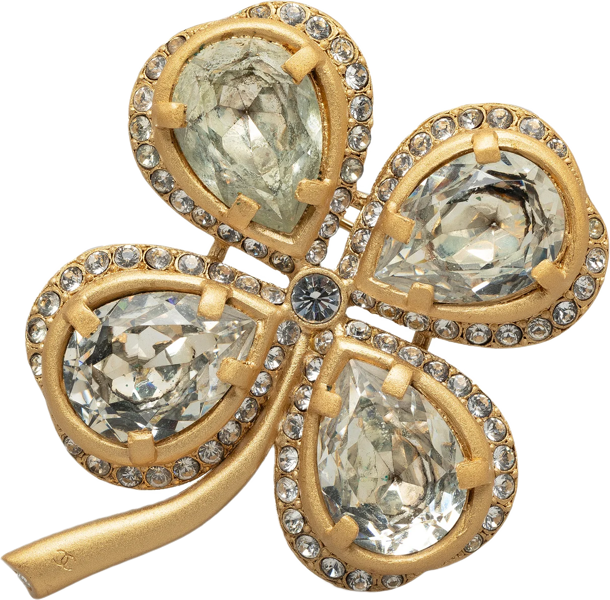 Chanel Clover Rhinestone Brooch