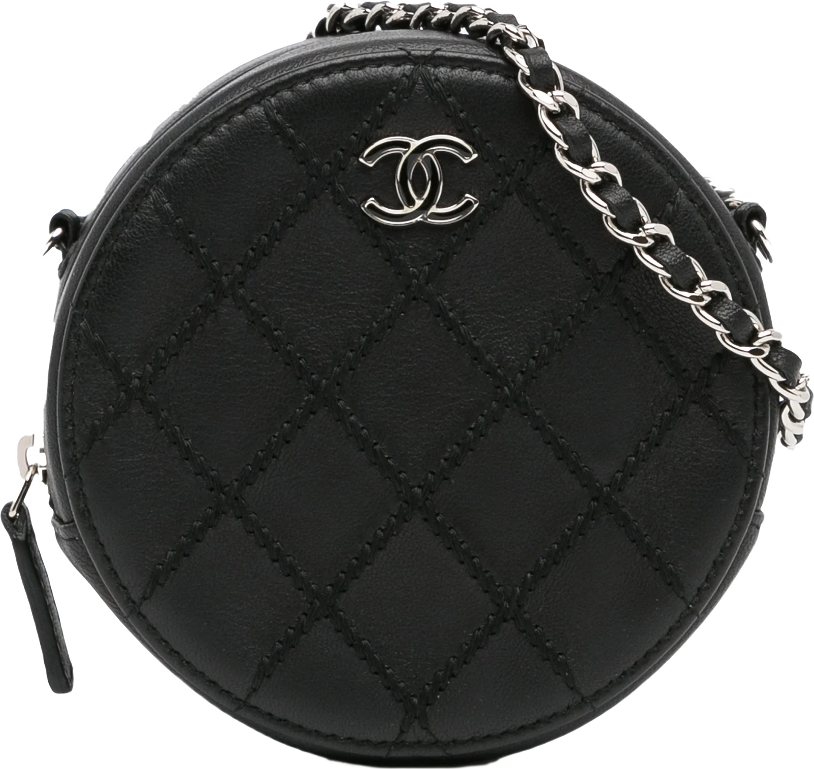 Chanel Quilted Lambskin Ultimate Stitch Round Clutch With Chain