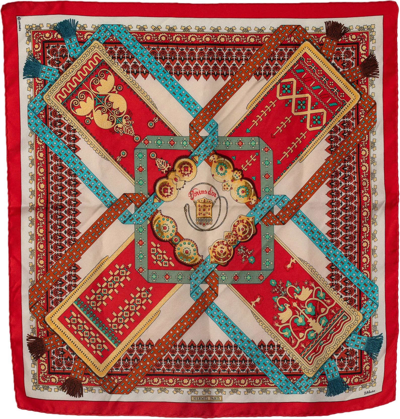 Hermes Brins Dor Silk Scarf