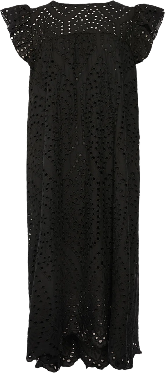 Dalia, Long S/s Dress, Cotton - Black