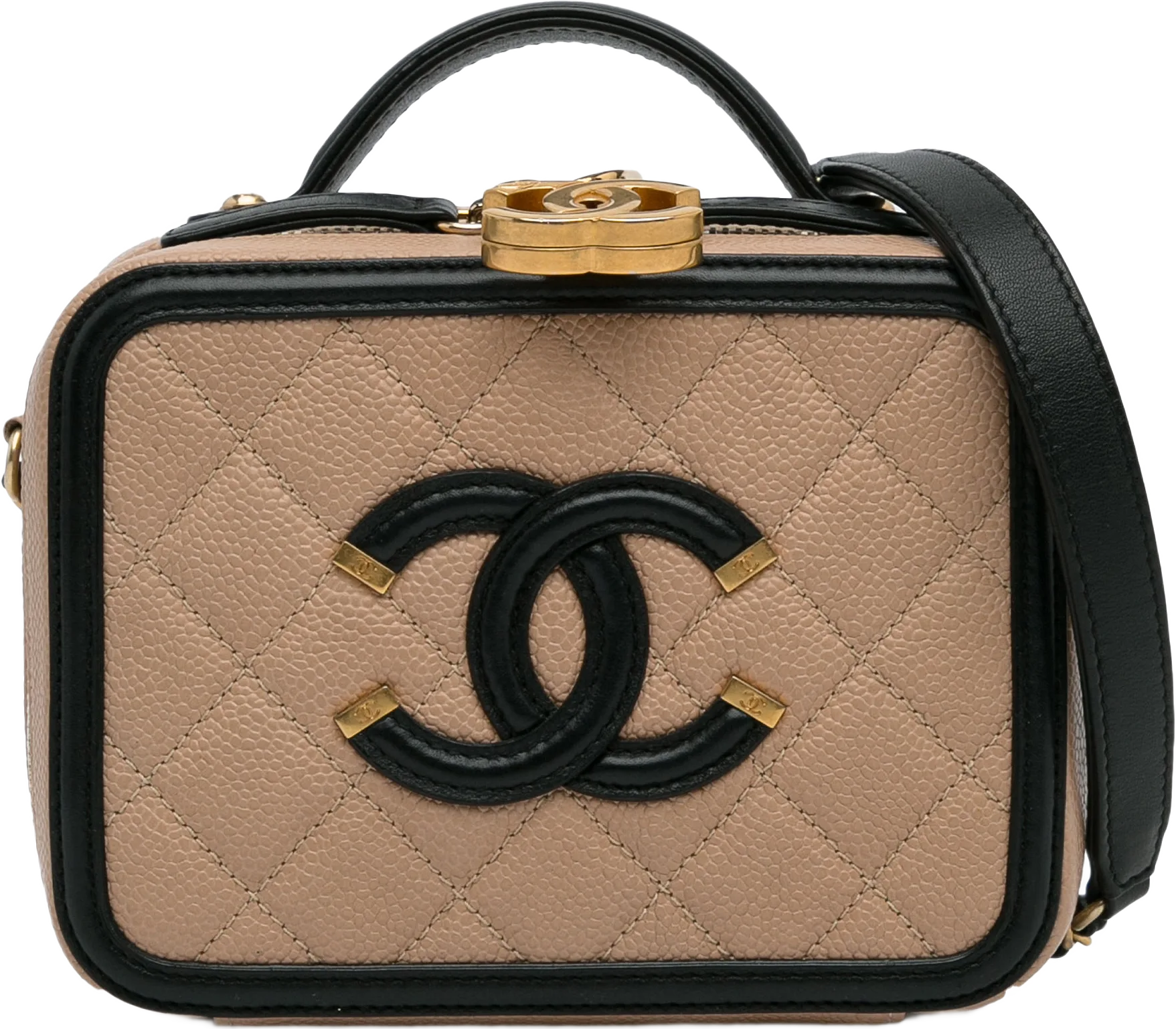 Chanel Small Caviar Cc Filigree Vanity Case