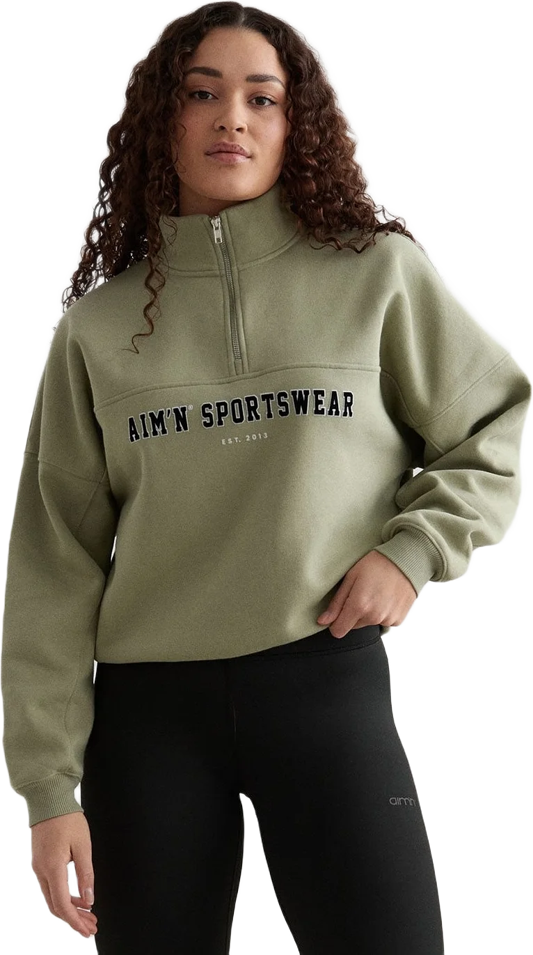 Pale Khaki Varsity Sweat Half Zip