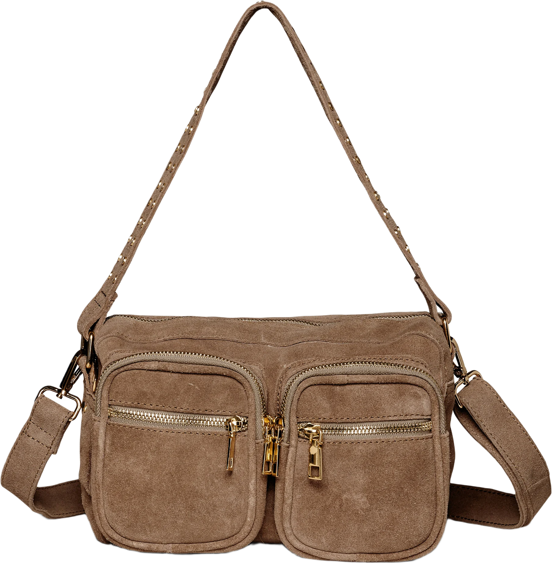 Celina Bag Real Suede Desert Taupe W. Gold