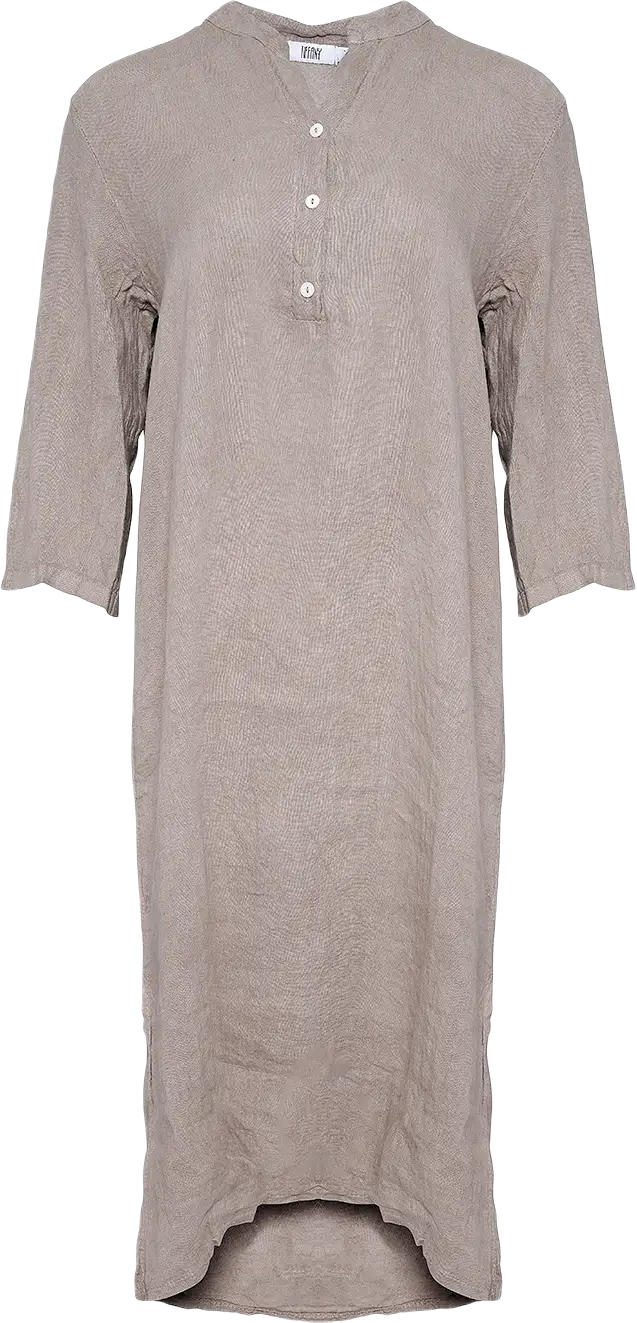 18970p,  Long Shirt Dress With Pocket, Linen - Nougat