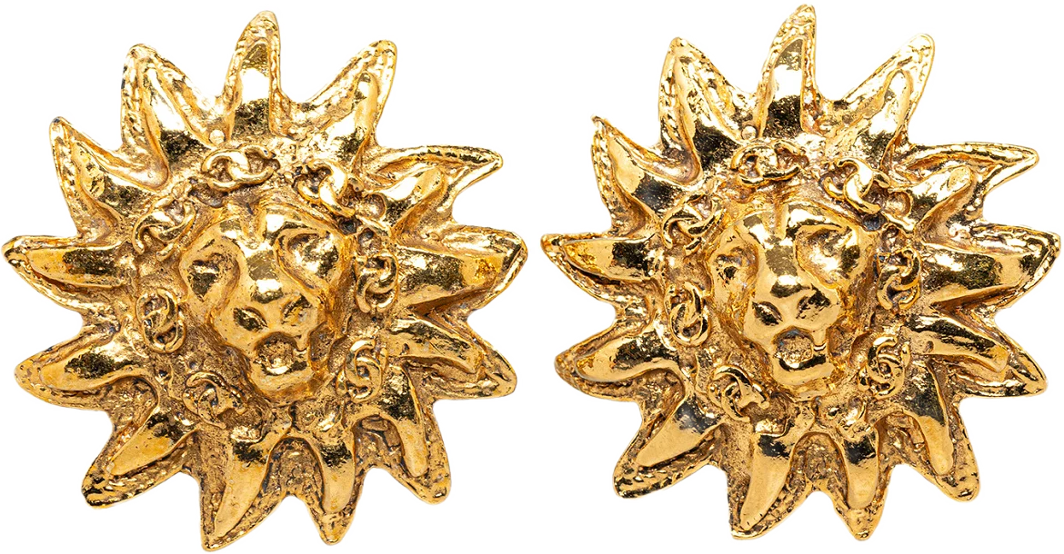 Chanel Lion Motiff Clip On Earrings