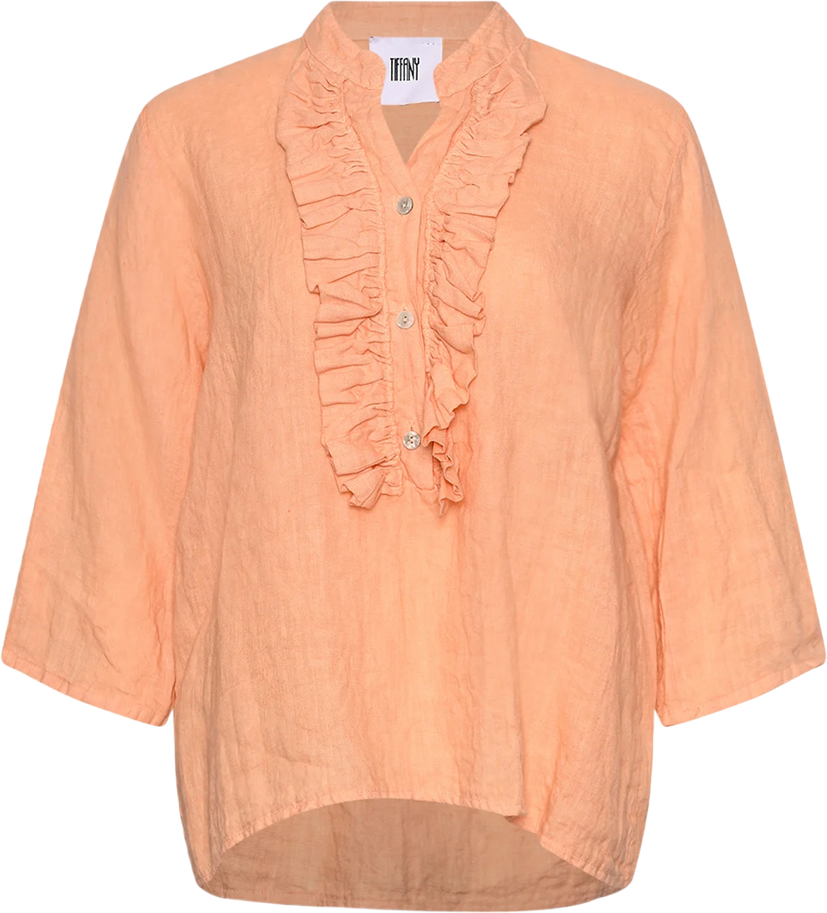 Harper, Ruffle Blouse, Linen - Apricot