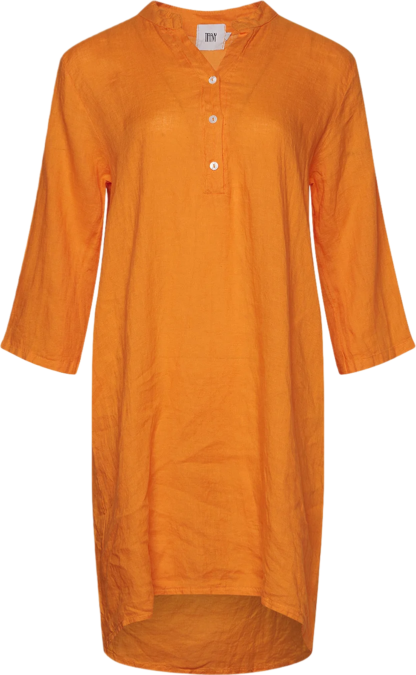 17690p, Shirt Dress With Pocket, Linen - Mandarin