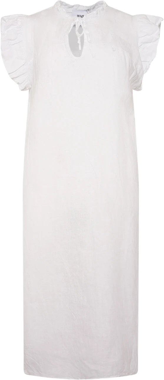 Etta, Frill Dress, Linen - White