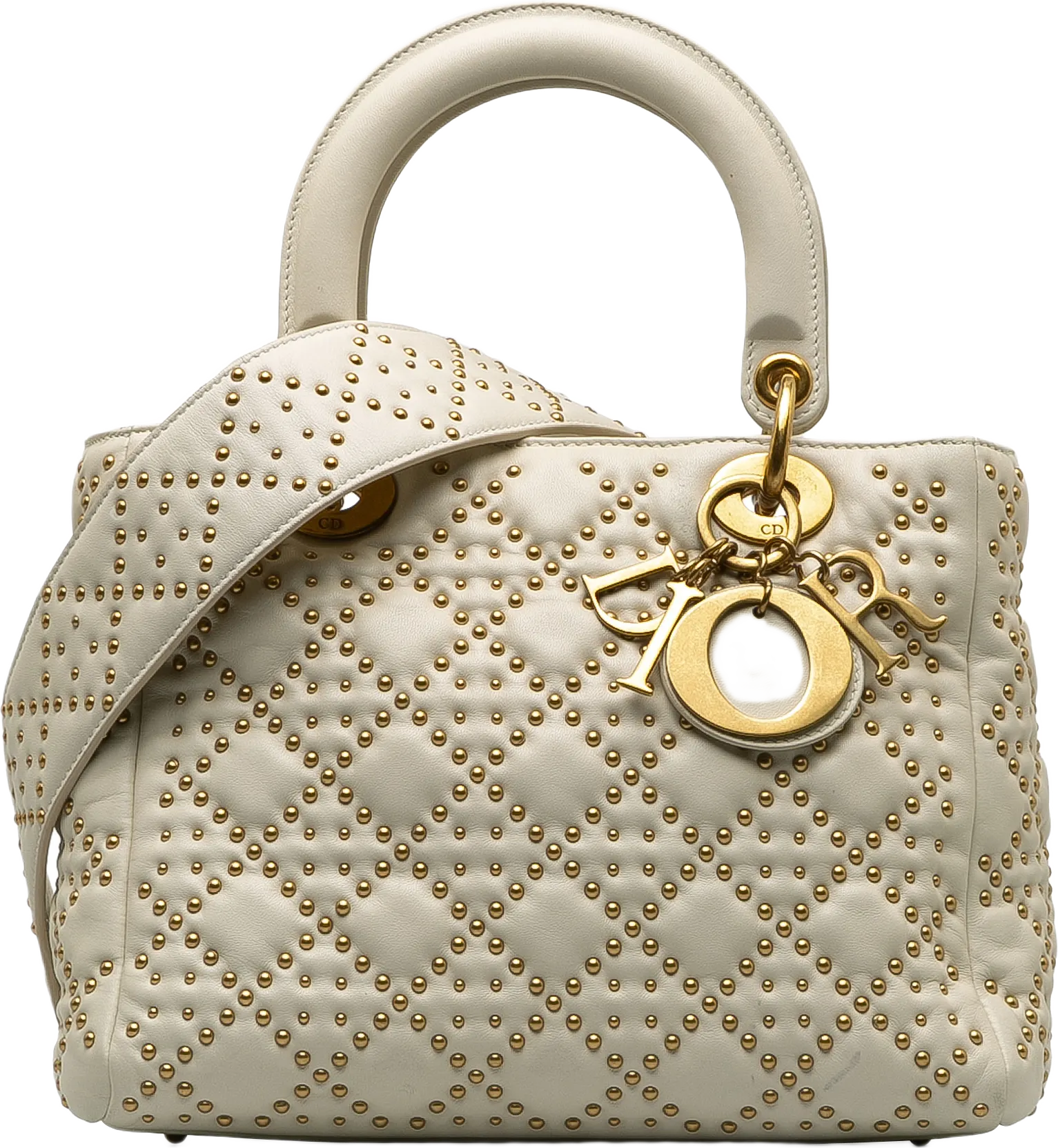 Dior Medium Lambskin Cannage Studded Supple Lady Dior