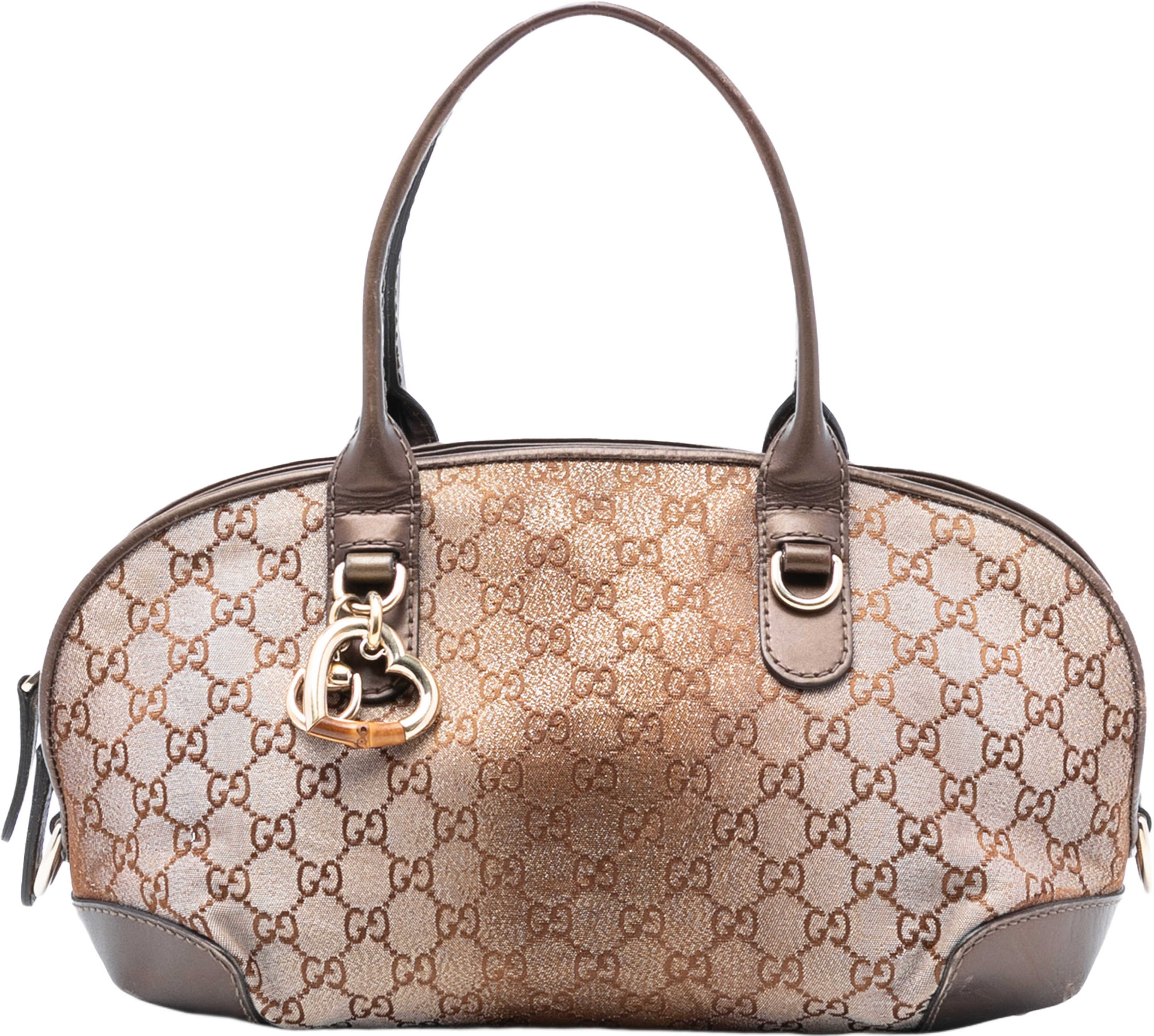 Gucci Gg Lurex Heart Bit Satchel, från Luxclusif, i färgen beige. Klicka för att öppna bilden i stort format