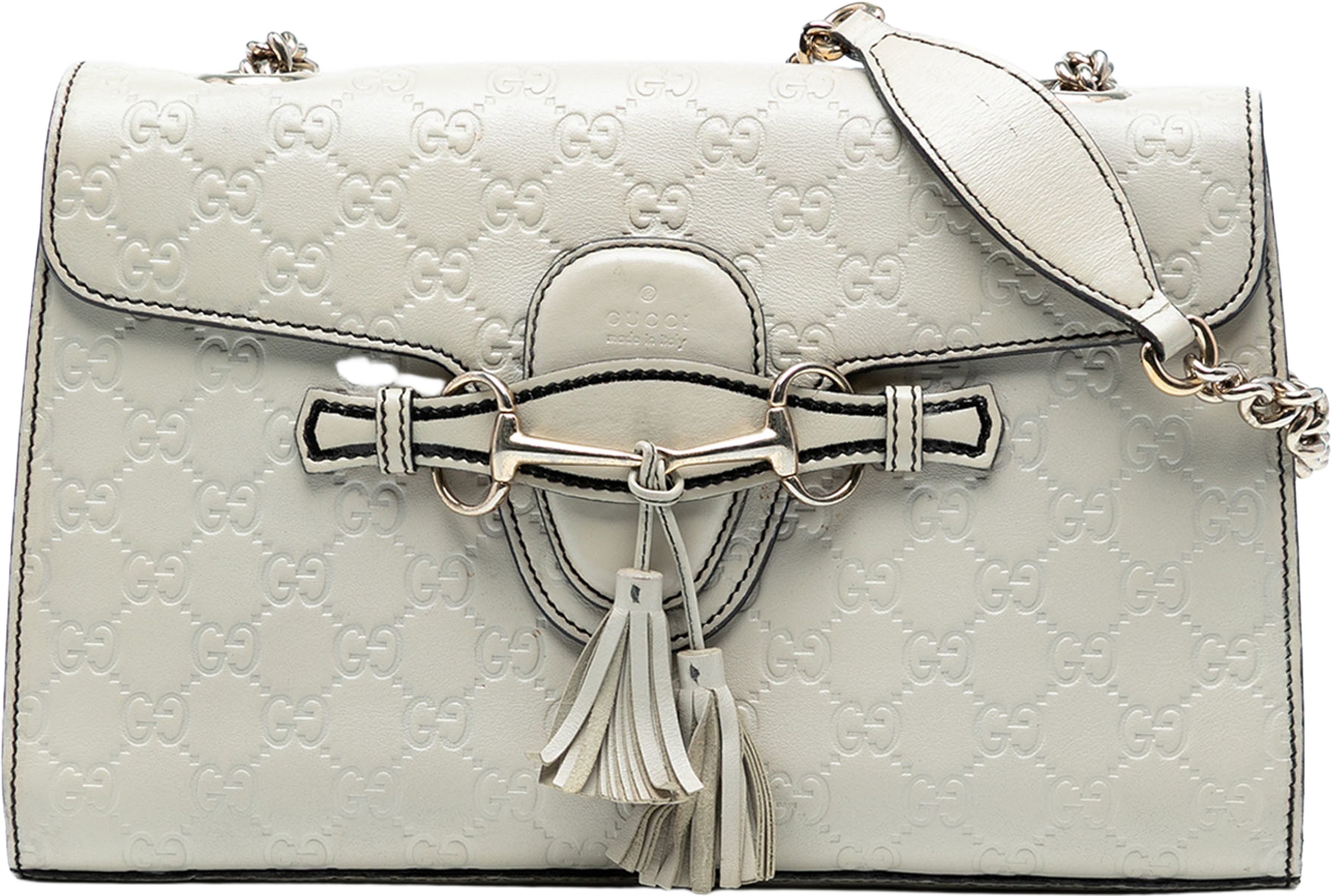 Gucci Medium Guccissima Emily Shoulder Bag, från Luxclusif, i färgen off white. Klicka för att öppna bilden i stort format