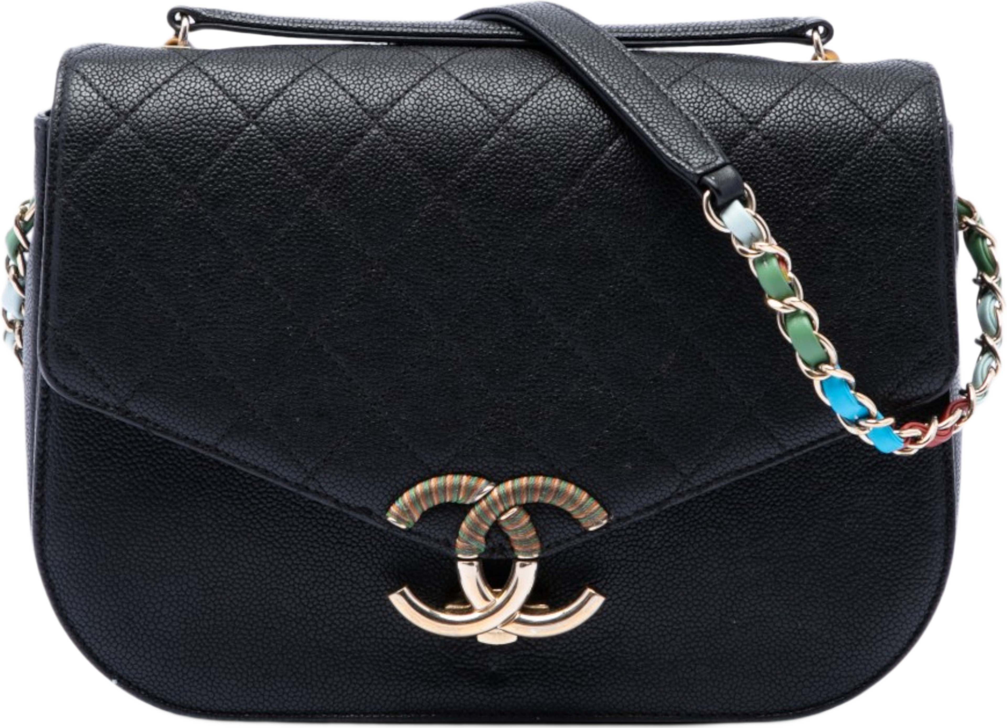Chanel Paris Cuba Medium Quilted Caviar Thread Around Flap, från Luxclusif, i färgen svart. Klicka för att öppna bilden i stort format