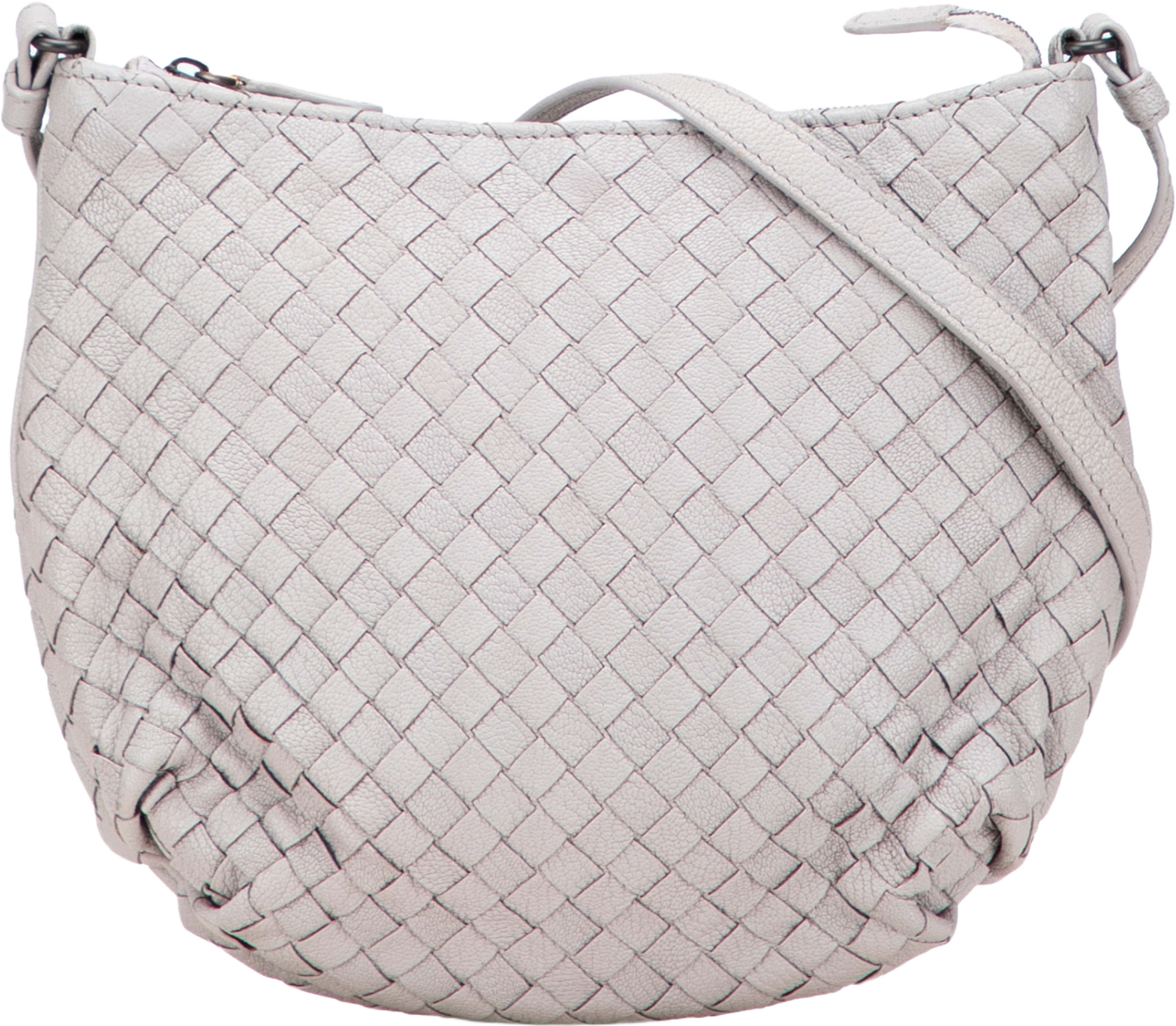 Bottega Veneta Cervo Intrecciato Crossbody, från Luxclusif, i färgen light purple. Klicka för att öppna bilden i stort format