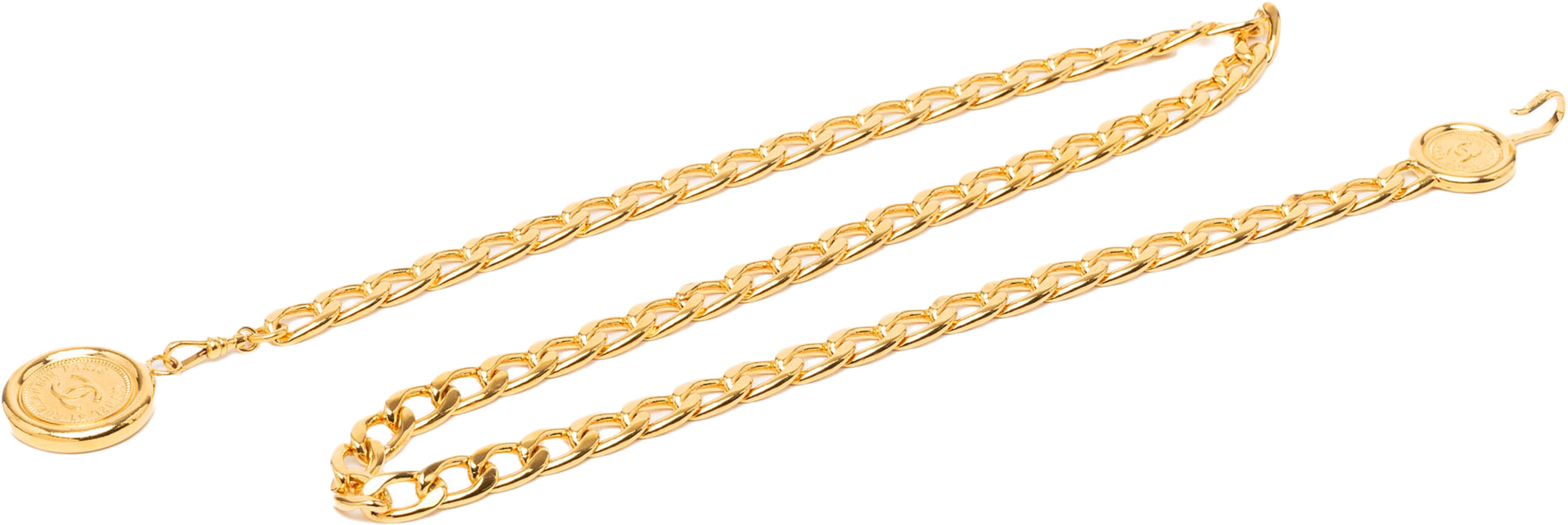 Chanel Gold Plated Cc Medallion Chain Belt, från Luxclusif, i färgen gold. Klicka för att öppna bilden i stort format