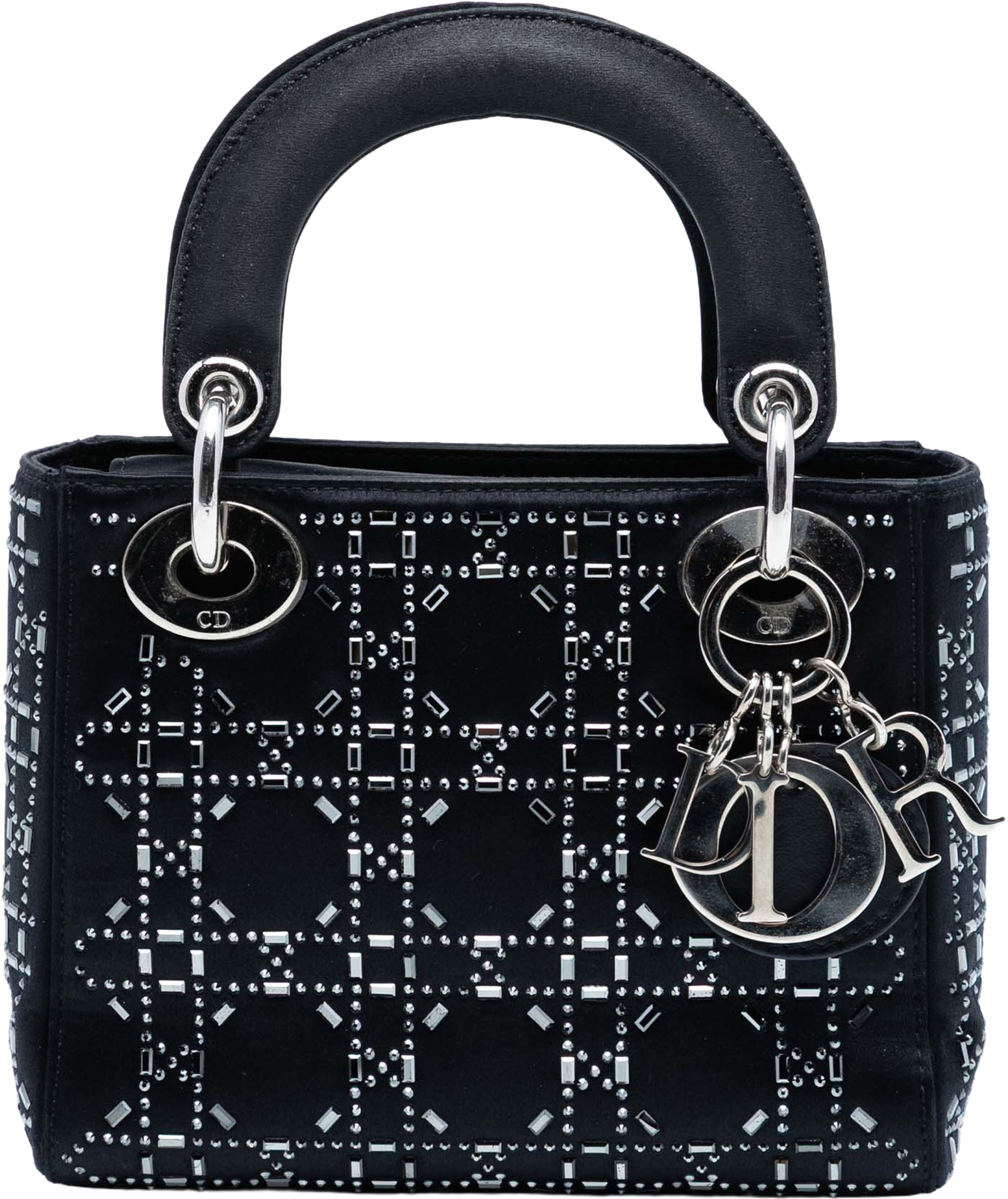 Dior Mini Satin Cannage Strass Crystal Embellished Lady Dior, från Luxclusif, i färgen black. Klicka för att öppna bilden i stort format