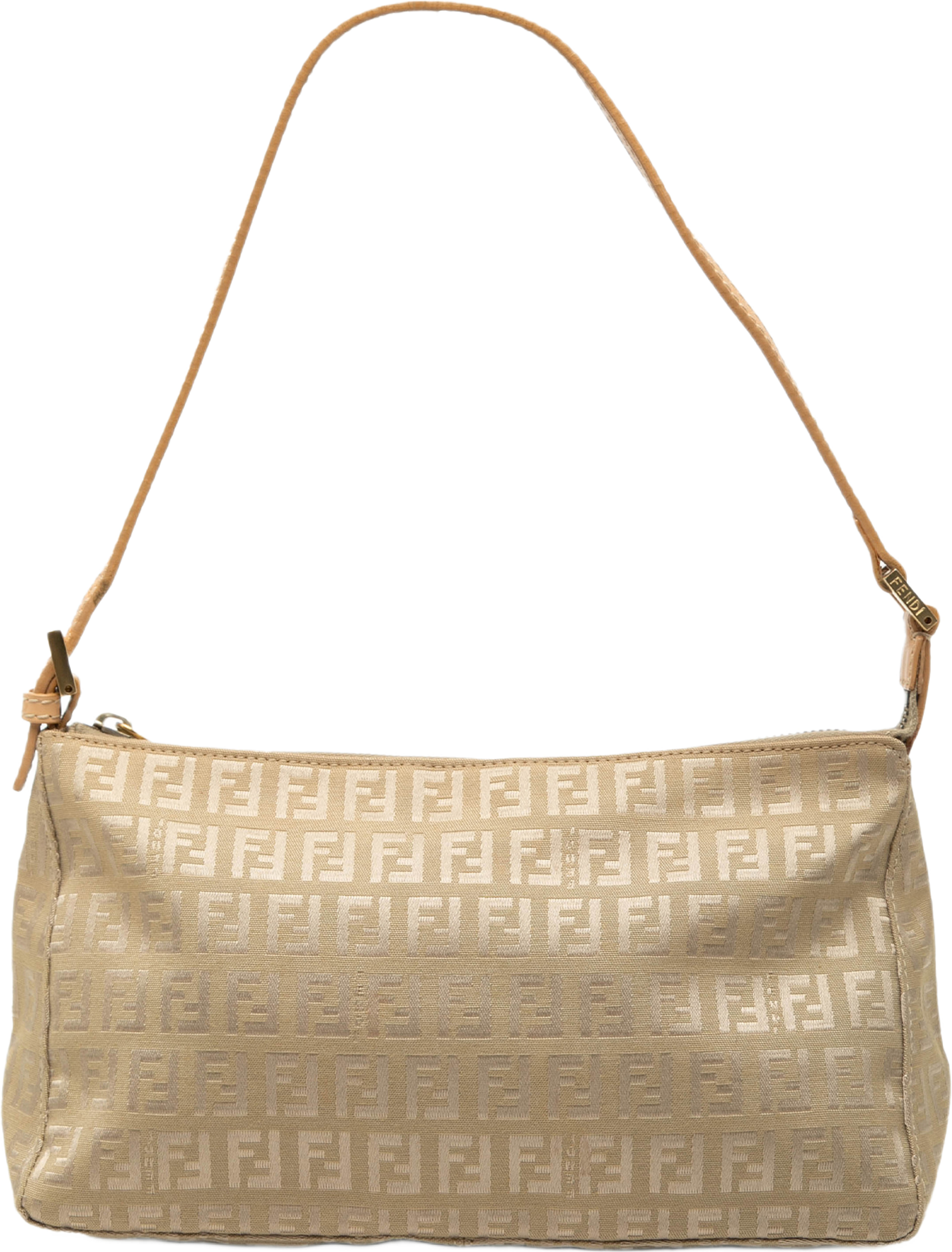 Fendi Zucchino Canvas Pochette, från Luxclusif, i färgen beige. Klicka för att öppna bilden i stort format