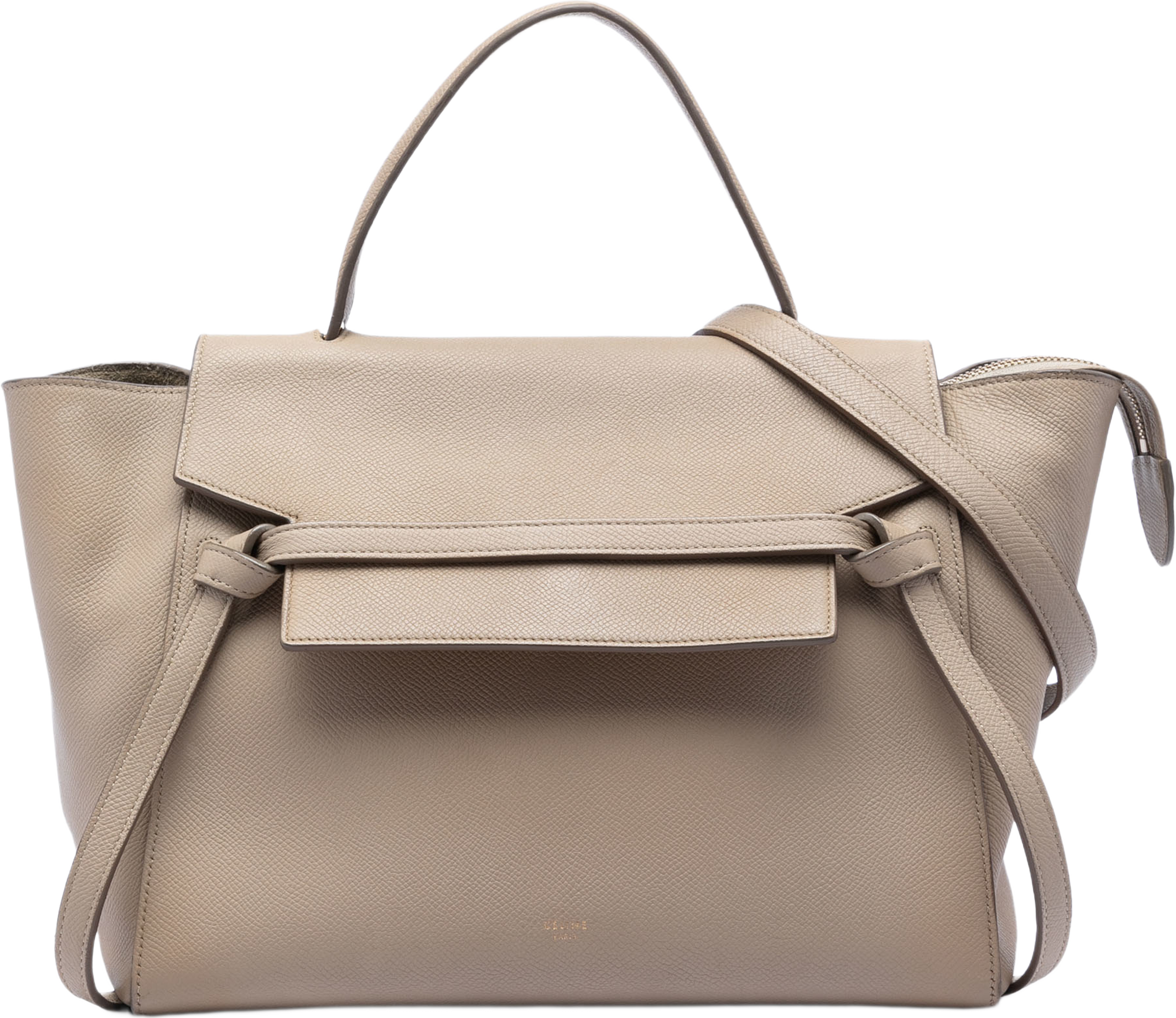 Celine Mini Grained Calfskin Belt Bag, från Luxclusif, i färgen beige. Klicka för att öppna bilden i stort format