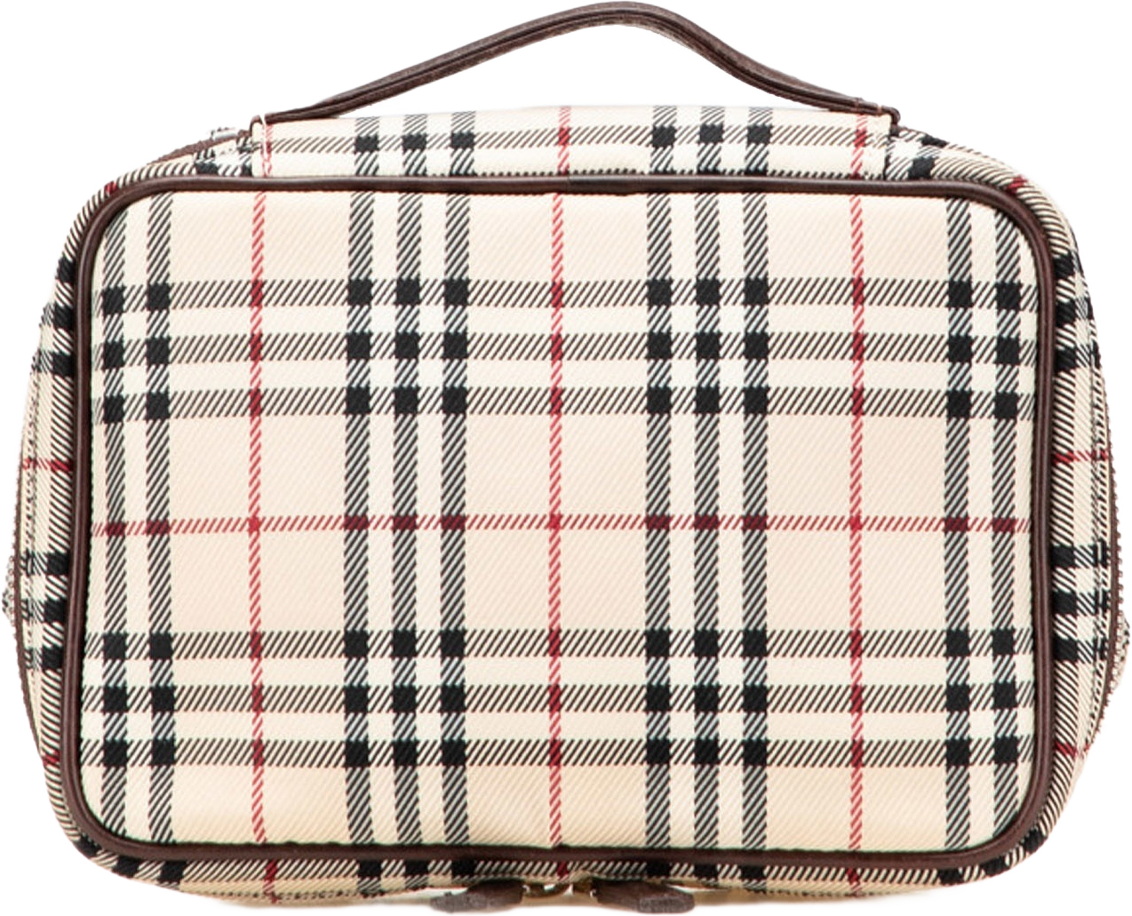 Burberry House Check Canvas Vanity Bag, från Luxclusif, i färgen beige. Klicka för att öppna bilden i stort format