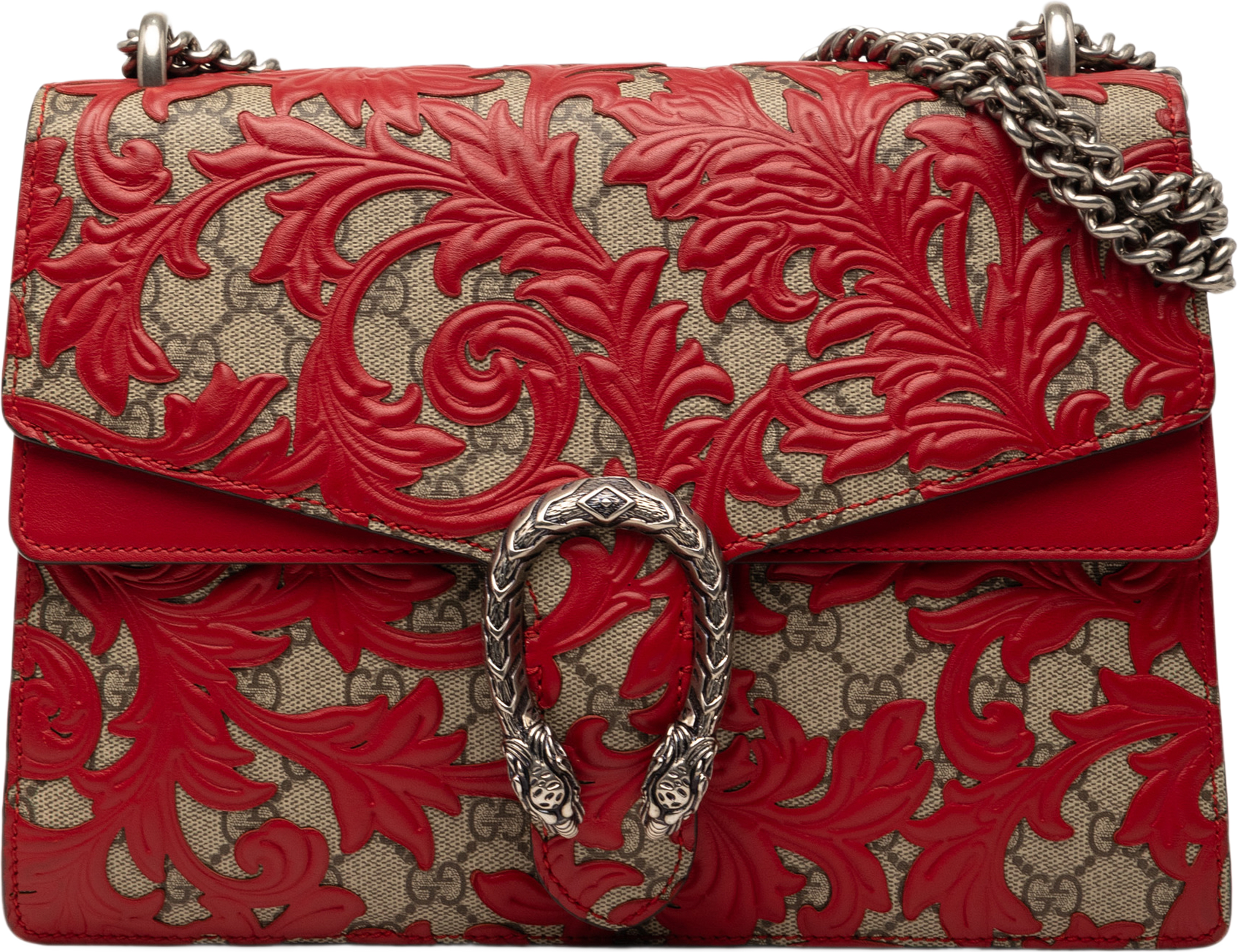 Gucci Medium Gg Supreme Blooms Dionysus Shoulder Bag, från Luxclusif, i färgen röd. Klicka för att öppna bilden i stort format