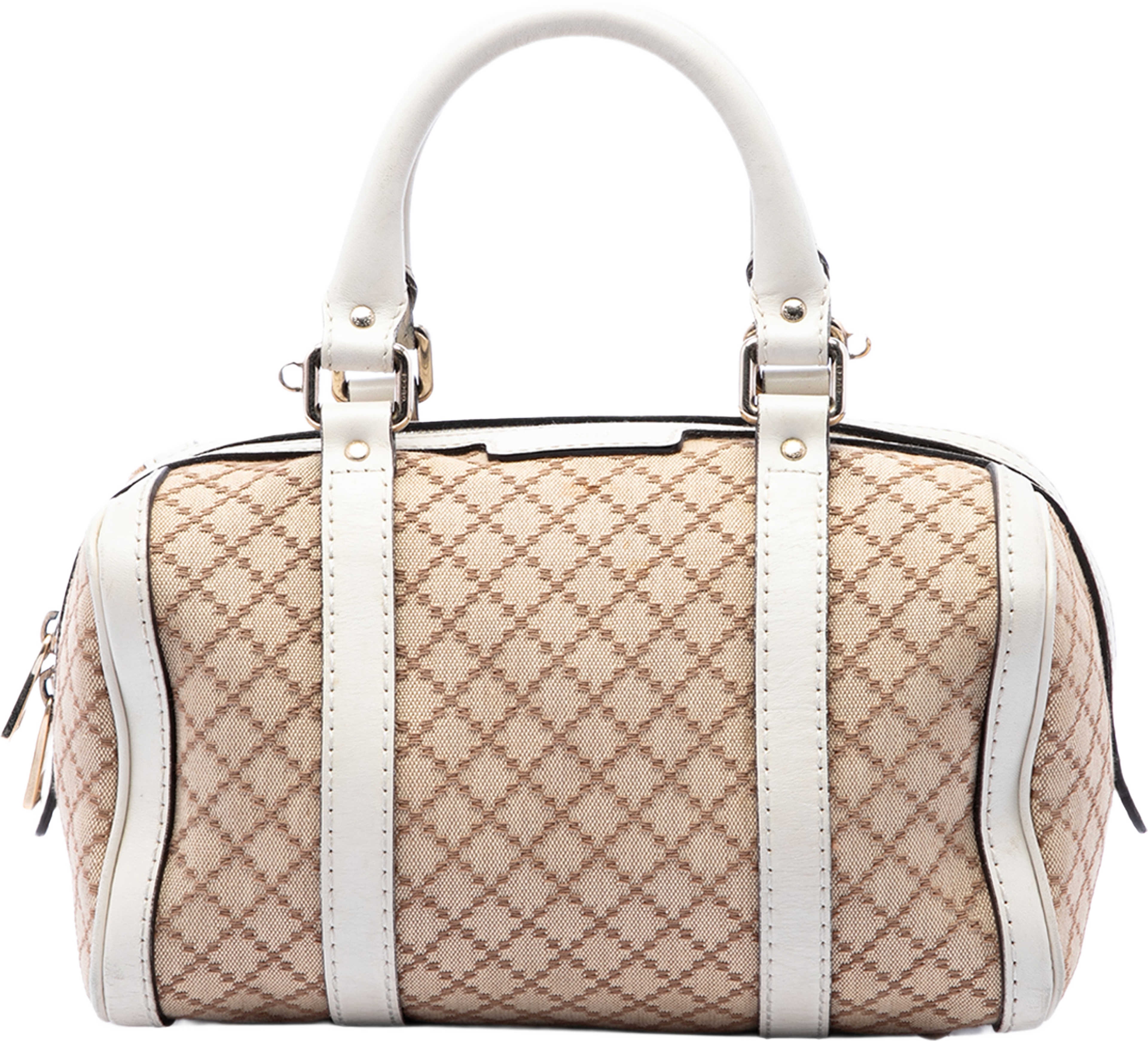 Gucci Small Diamante Canvas Joy Boston Bag, från Luxclusif, i färgen beige. Klicka för att öppna bilden i stort format